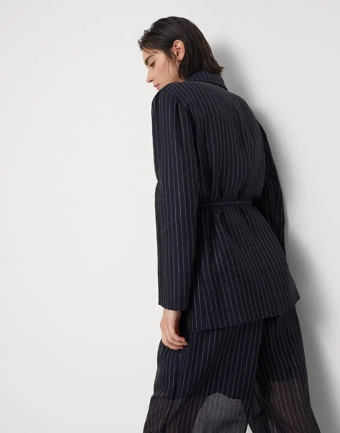 Brunello Cucinelli o1w1db10825 Woven Jacket Wool in Open Blue Size XL / US 12-14 / IT 48-50 - 5 Thumbnail