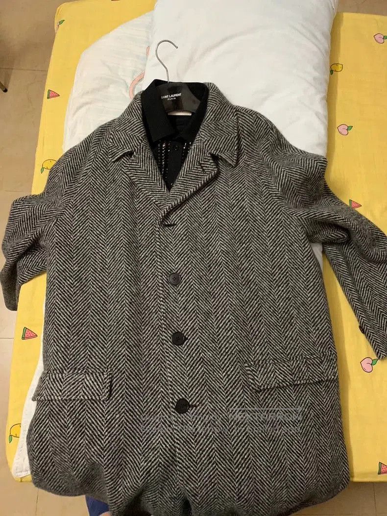 Saint Laurent Paris Saint Laurent Herringbone Wool Coat. Size US L / EU 52-54 / 3 - 2 Thumbnail