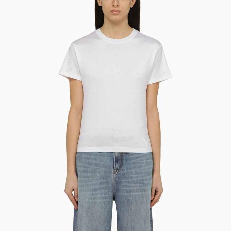 image of Valentino White Cotton Crew-Neck T-Shirt, Women's (Size XS)