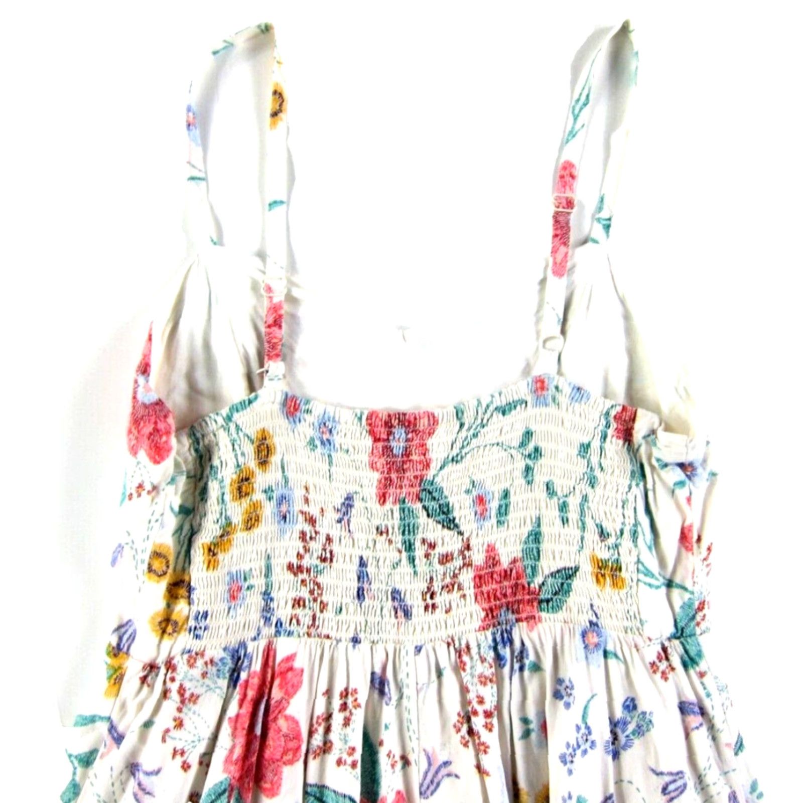 Old Navy Old Navy 100% Rayon Pink White Yellow Green Floral Tank Slip Sun Dress Medium Dress Size M / US 6-8 / IT 42-44 - 5 Thumbnail