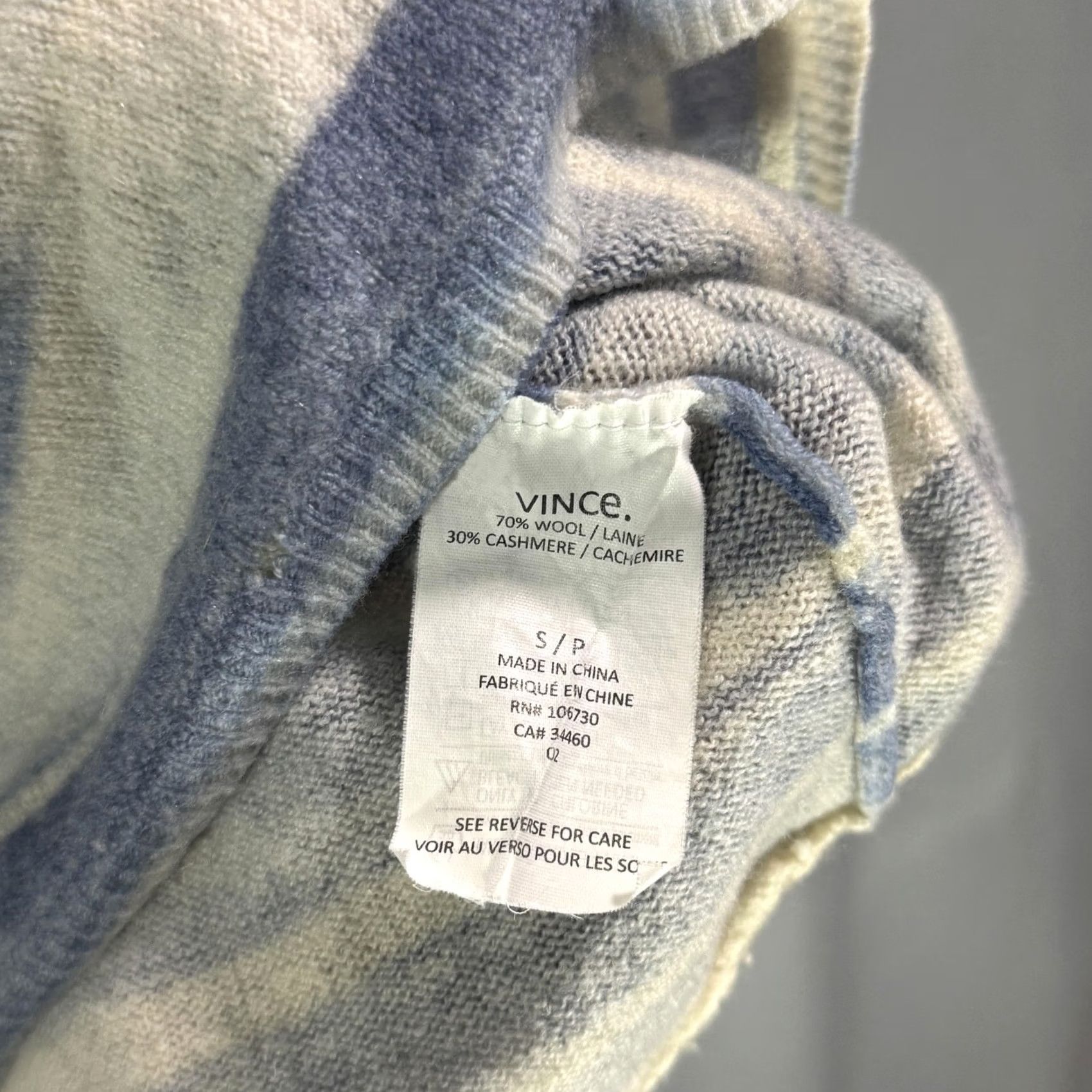 Vince Vince Sweater Womens Small Blue White Striped Wool Cashmere Pullover Lightweight Size S / US 4 / IT 40 - 6 Thumbnail
