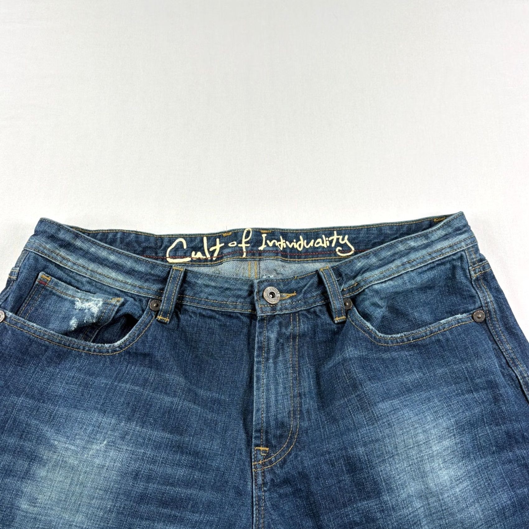 Cult Of Individuality Cult Of Individuality Jeans Mens 38x34 Blue Hagen Relaxed Tapered Distressed Denim Regular Mens Jeans Distressed Blue 90s? Size US 38 / EU 54 - 2 Thumbnail