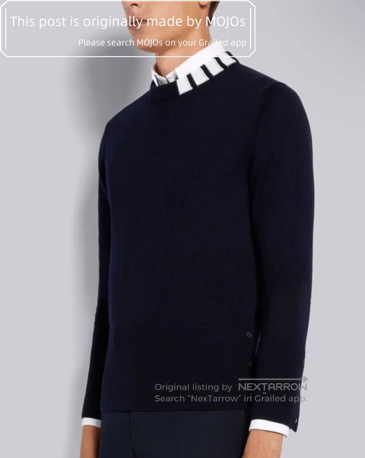 Thom Browne Sz 5 Thom Browne Neck White Stripe Navy Knitwear. Size US XXL / EU 58 / 5 - 7 Thumbnail