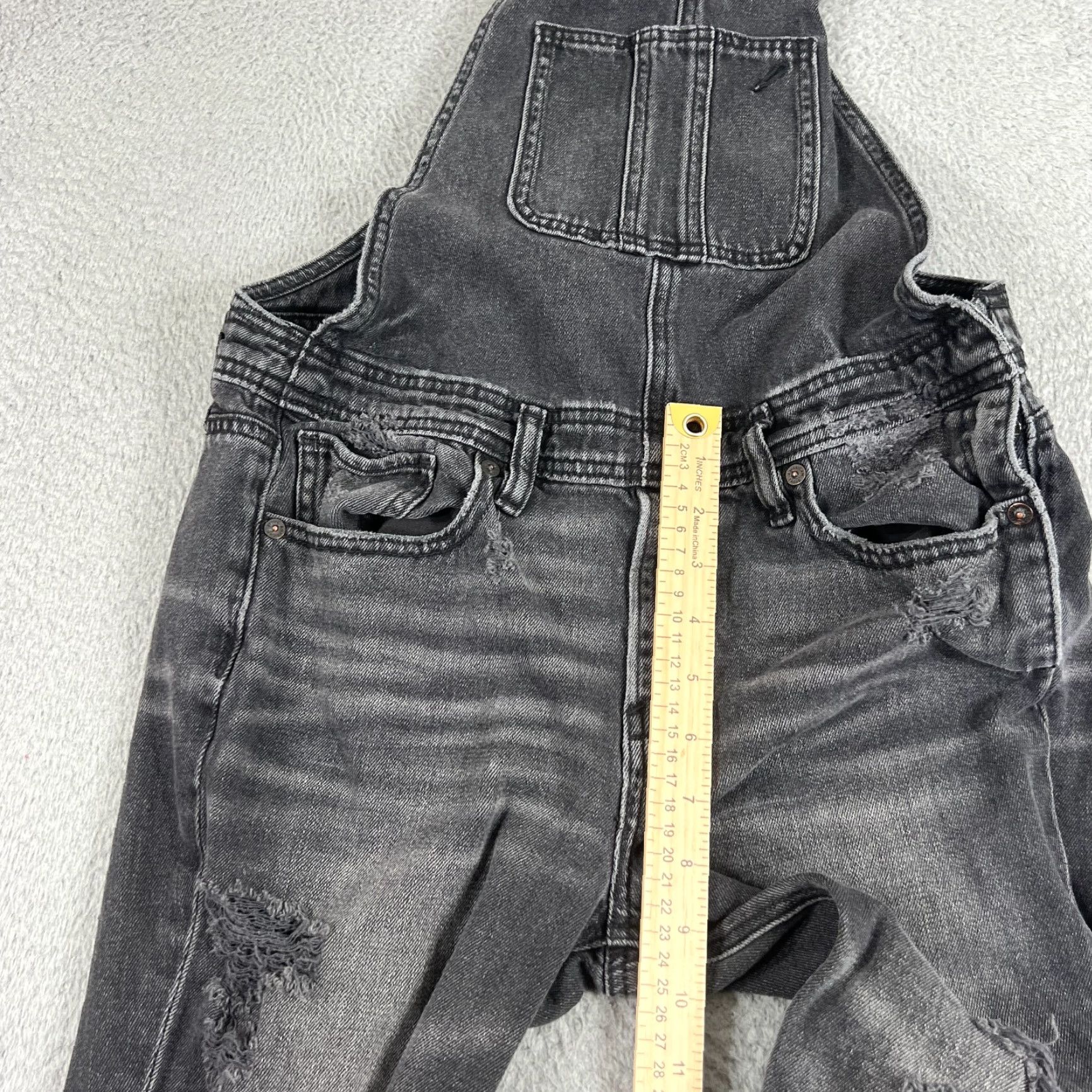 American Eagle Outfitters VINTAGE American Eagle Overalls Womens Small Black Distressed Denim Ranch Size 28" / US 6 / IT 42 - 3 Thumbnail