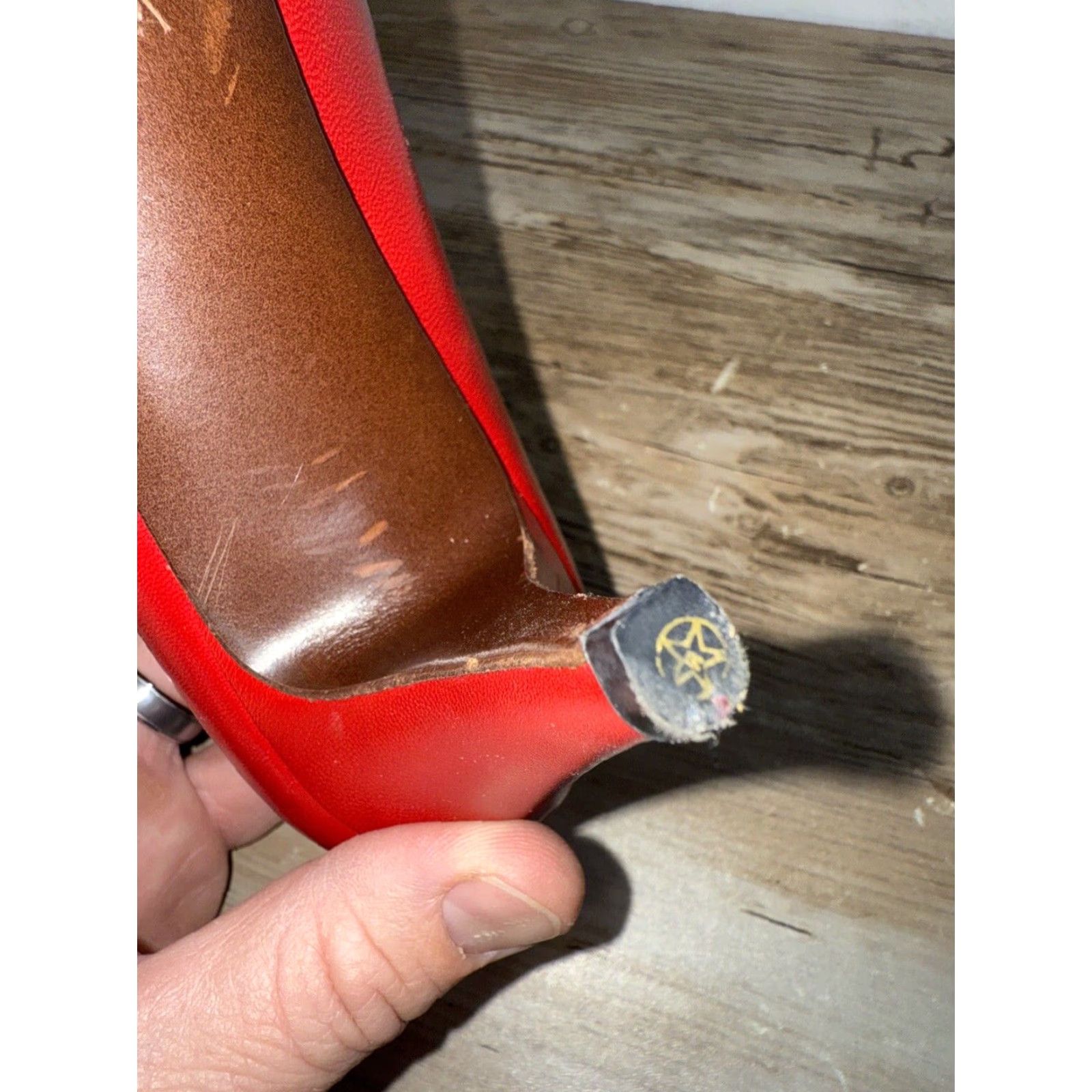Bruno Magli VINTAGE Bruno Magli Red Leather Heels with Gold Thread Detailing Almond Toe Slip-On High Stiletto Pump Women US 8.5 AAAA Made in Italy Size US 8.5 / IT 38.5 - 7 Thumbnail