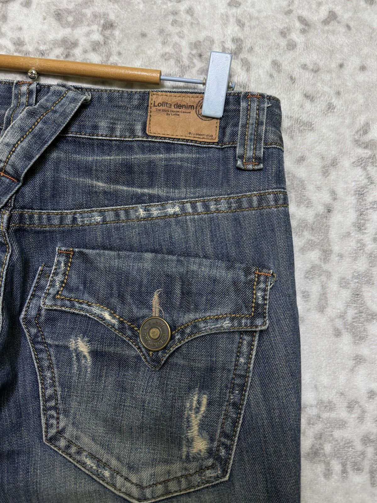 Le Grande Bleu (L.G.B.) Vintage Lolita Mud Wash Wide Leg Distressed Clawmark Denim Size US 30 / EU 46 - 15 Thumbnail