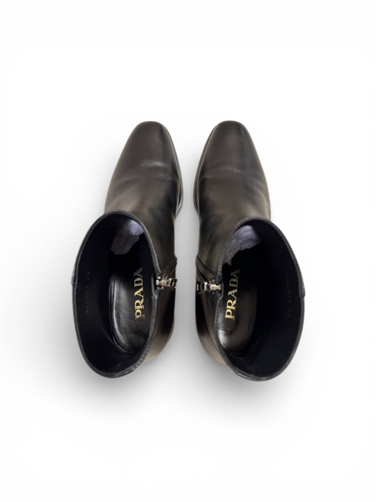 Prada 🧿calfskin leather zippered mid boots/shoes black Size US 10 / EU 43 - 4 Thumbnail