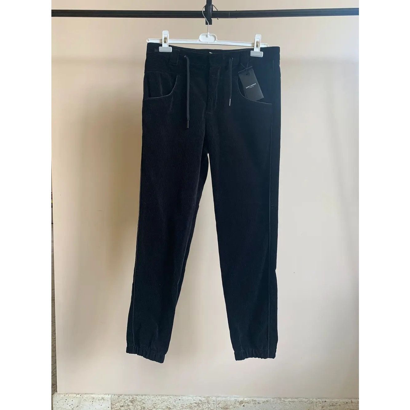 Saint Laurent Paris o1rshd1 Corduroy Drawstring Pants in Black Size US 32 / EU 48 - 1 Thumbnail