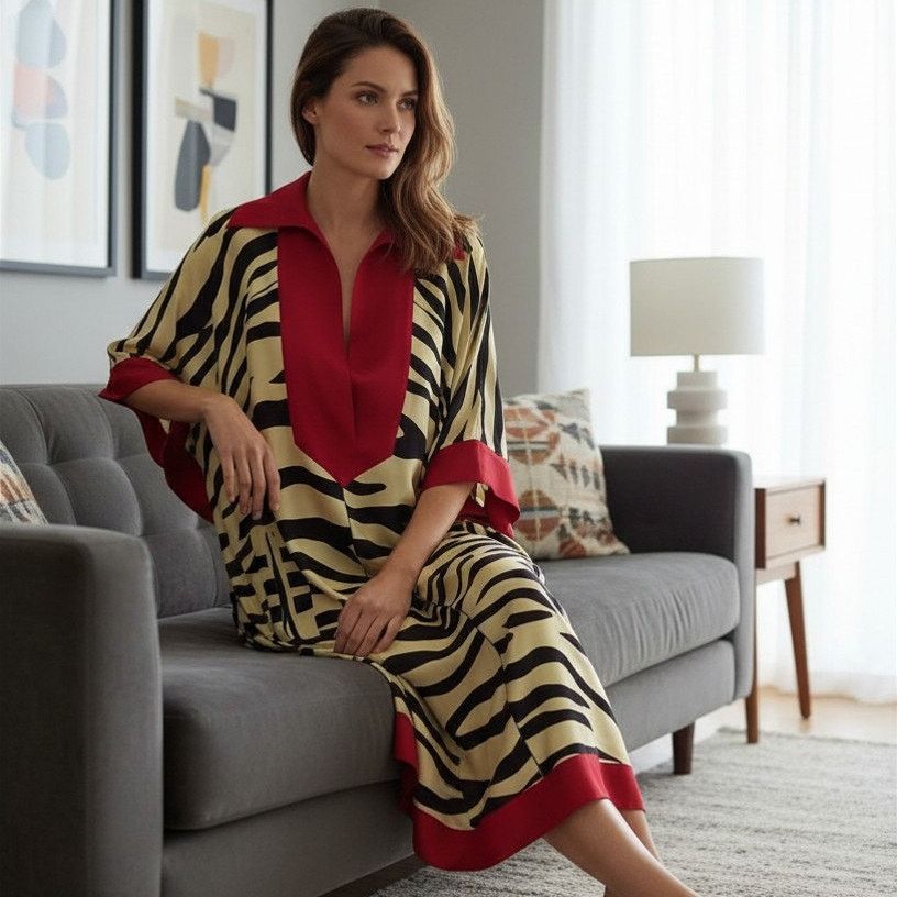 Gucci Gucci Red Striped 100% Silk Loungewear Dress, S/IT40 Size S / US 4 / IT 40 - 2 Thumbnail