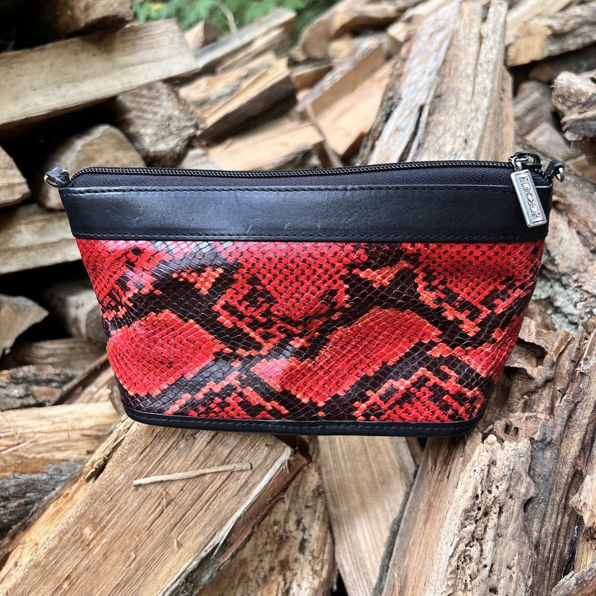 Brighton Vintage red and black snake print clutch Size ONE SIZE - 5 Thumbnail