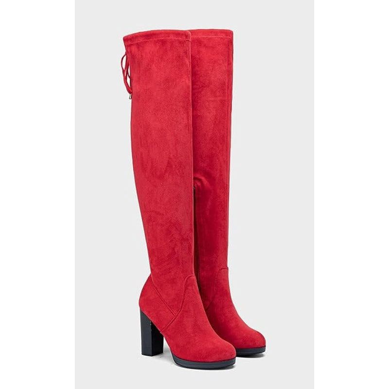 Other Vepose Women's 9.5 Red Faux Suede Thigh High Heeled Boots Size US 9.5 / IT 39.5 - 7 Thumbnail