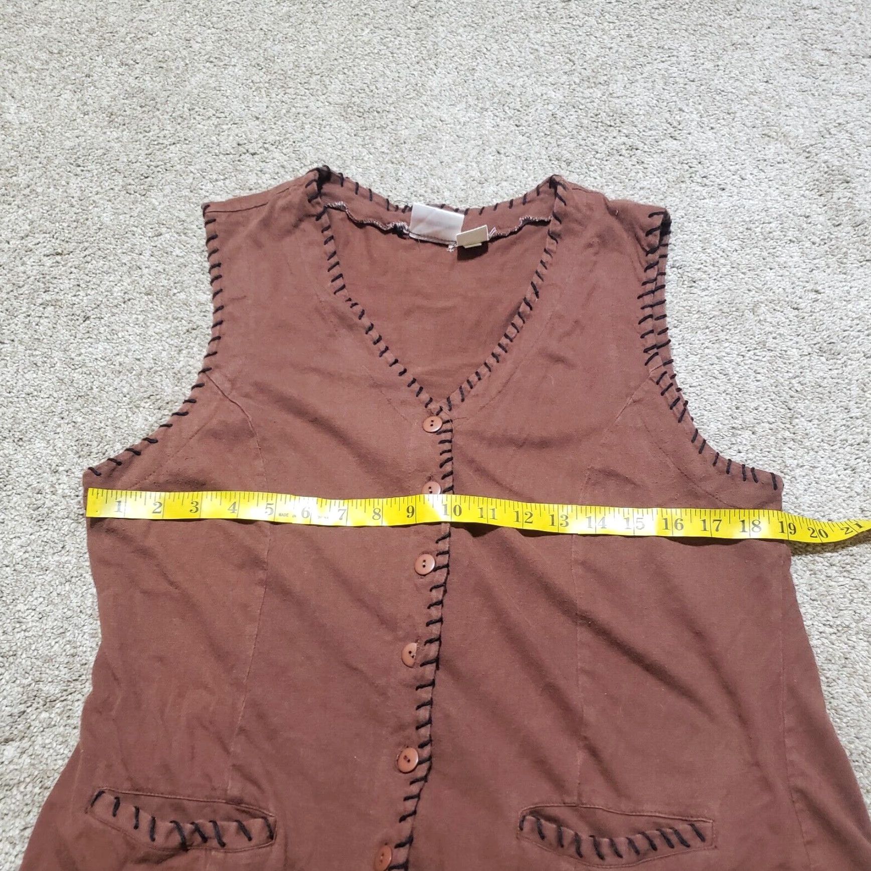 Vintage Styles TOGO Brown Western Button Up Cardigan Round Neck Sleeveless Women's M Size M / US 6-8 / IT 42-44 - 6 Thumbnail