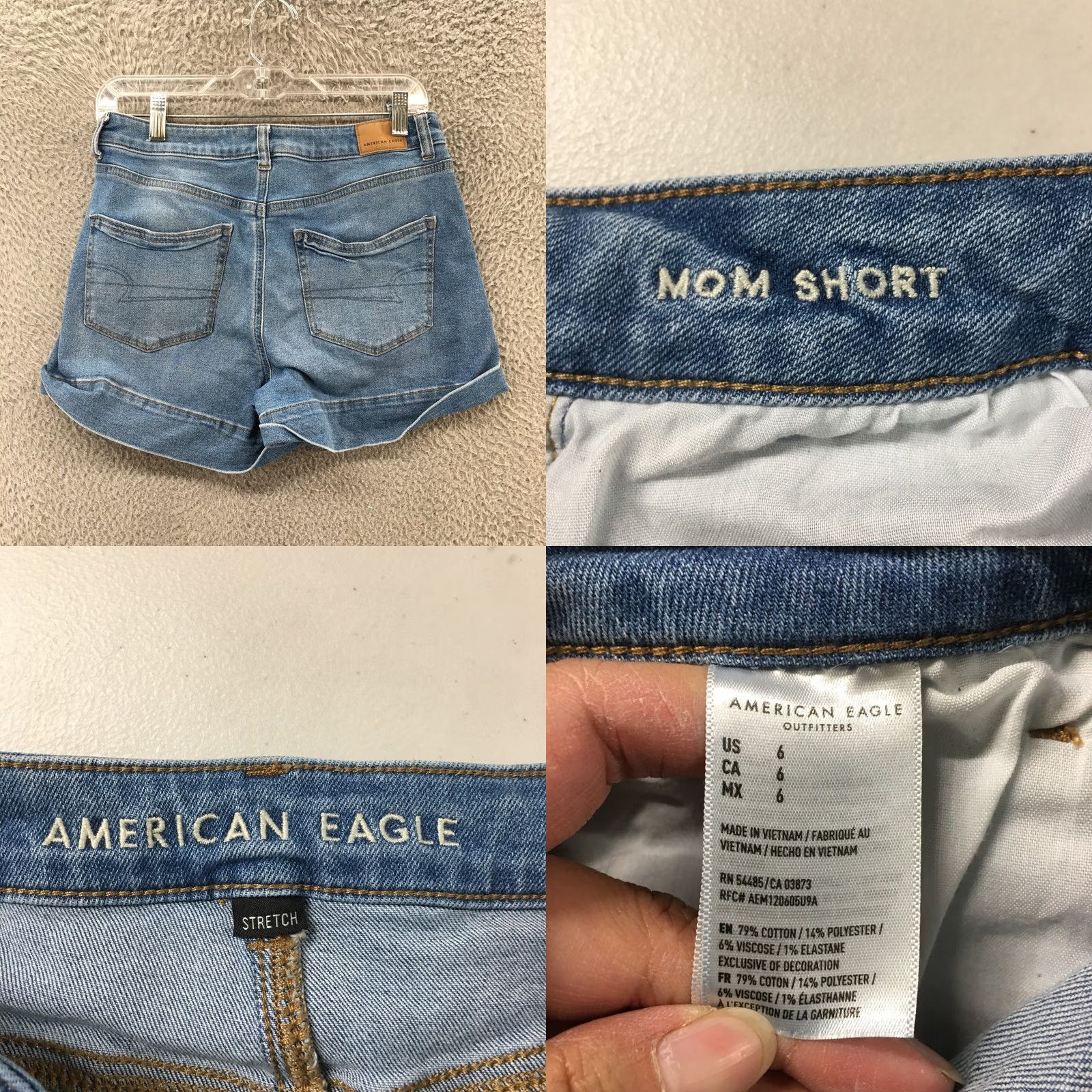 American Eagle Outfitters American Eagle Outfitters Mom Shorts Womens 6 Blue Medium Wash Denim Cuffed Button Size 28" / US 6 / IT 42 - 8 Thumbnail