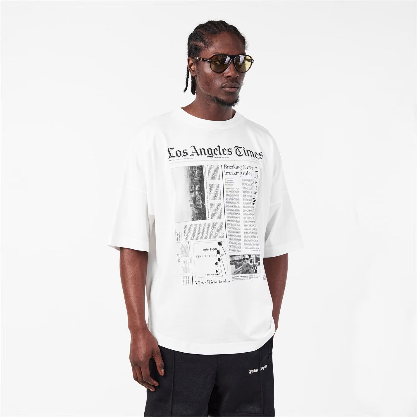 Palm Angels o1g2r1mq0426 PA LA Times Oversized T-Shirt in White Size US S / EU 44-46 / 1 - 2 Thumbnail