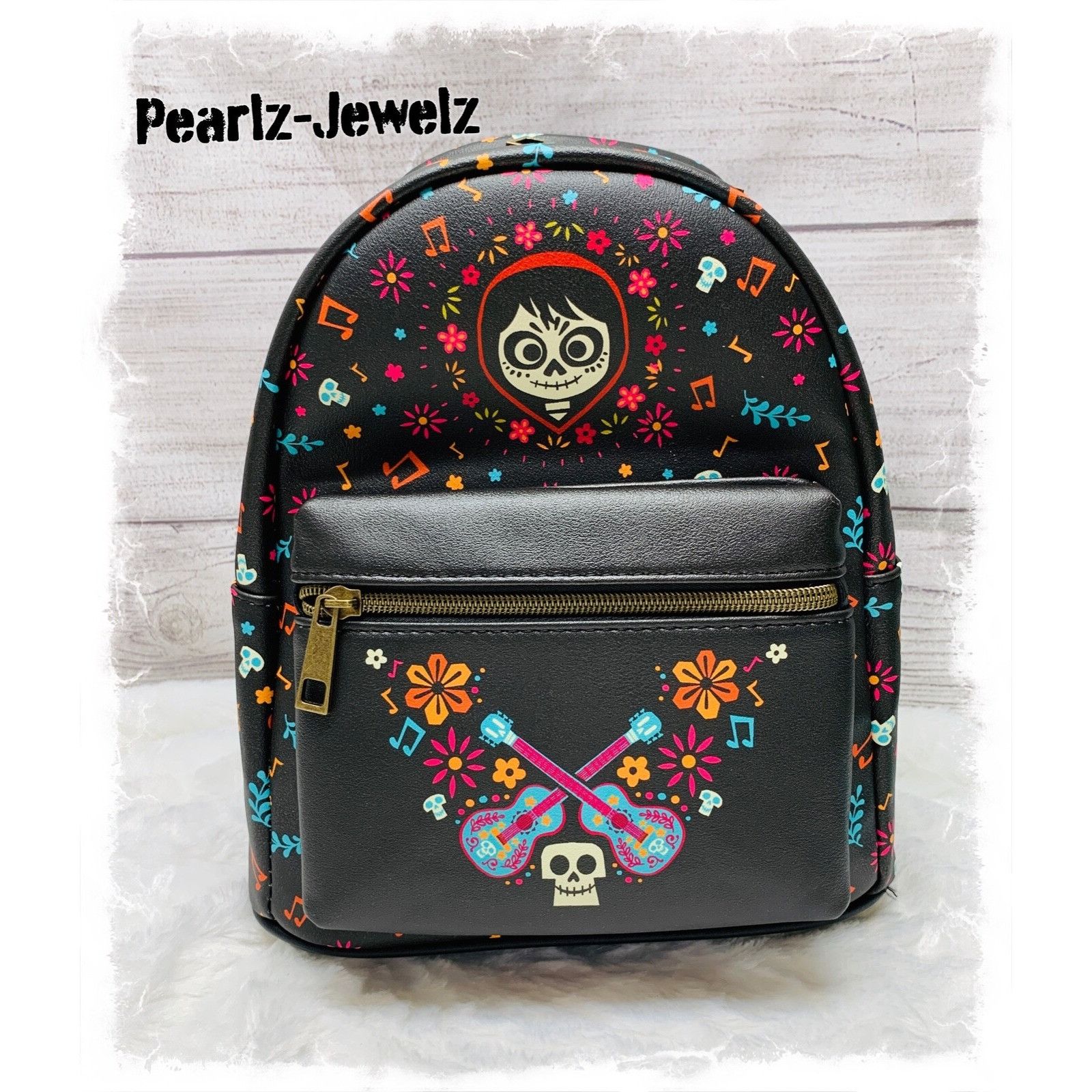 Disney Loungefly Disney Pixar Coco Miguel Music Black Mini Backpack Size ONE SIZE - 1 Thumbnail