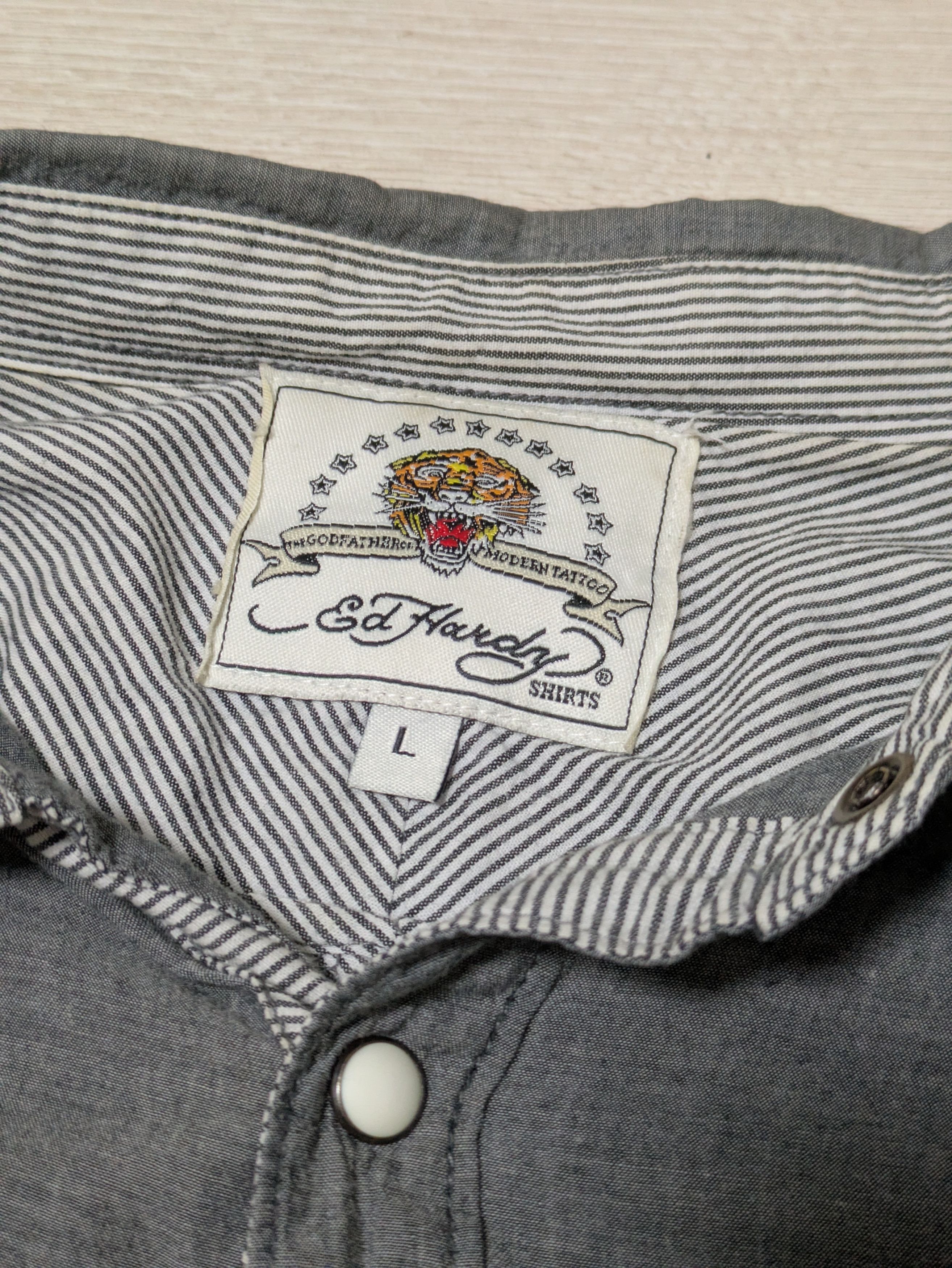 Ed Hardy Vintage Ed Hardy Embroidered Panther Wave Western Shirt Y2K Size US L / EU 52-54 / 3 - 6 Thumbnail