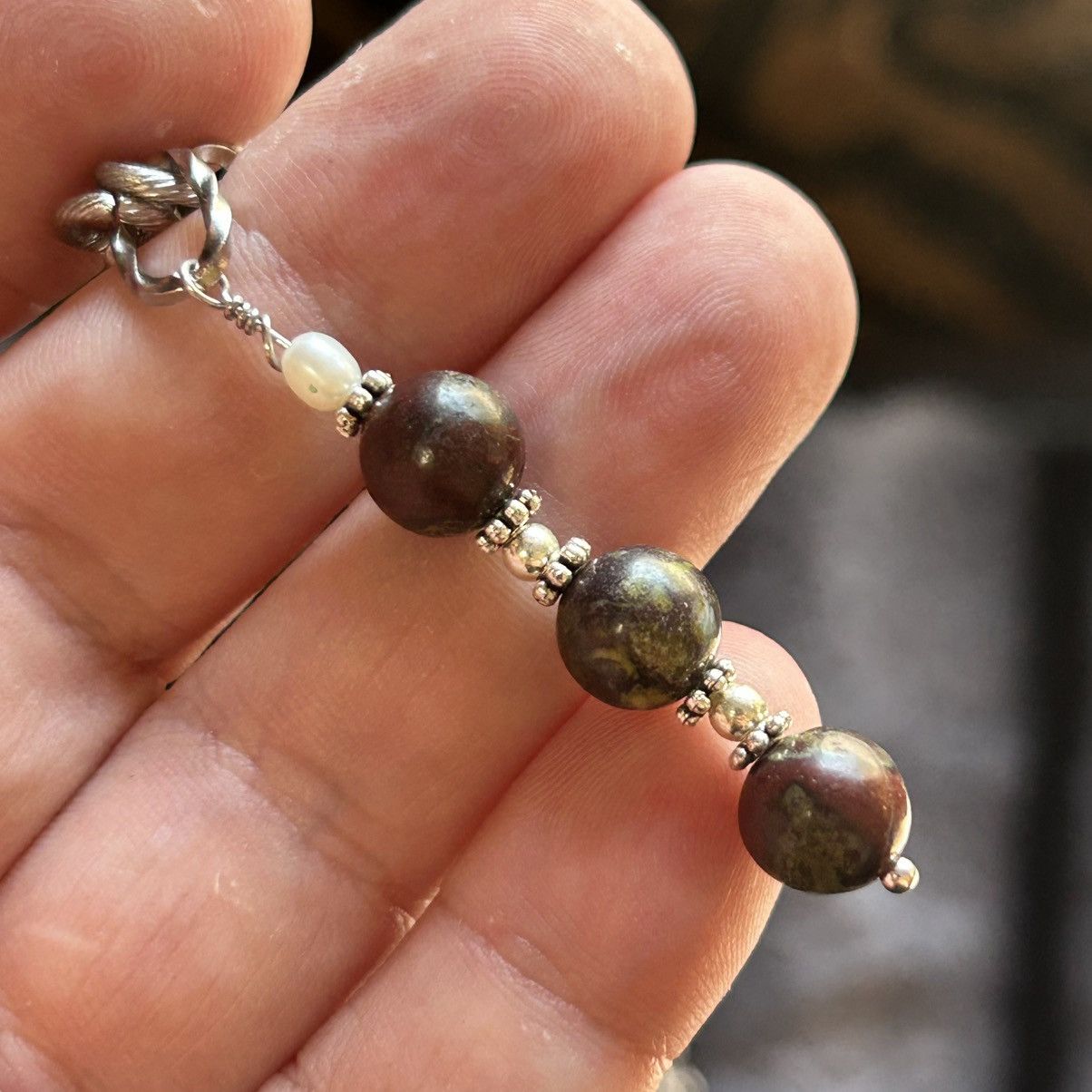 Handmade Handcrafted genuine 8mm dragon blood genuine pearl set Size ONE SIZE - 7 Thumbnail