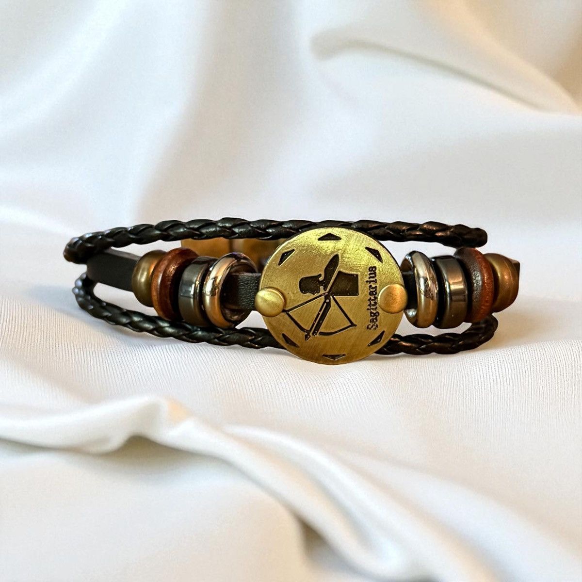 Other Unisex multi strand braided leather Sagittarius bracelet Size ONE SIZE - 1 Thumbnail