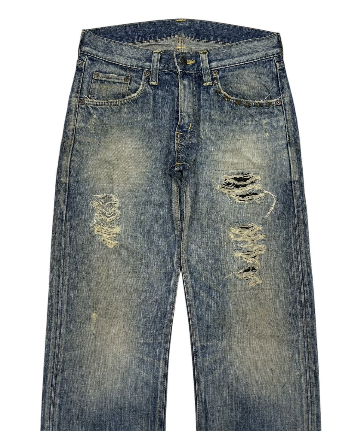 Edwin Rare Edwin Skull Studded Distressed Denim Jeans Size US 30 / EU 46 - 2 Thumbnail