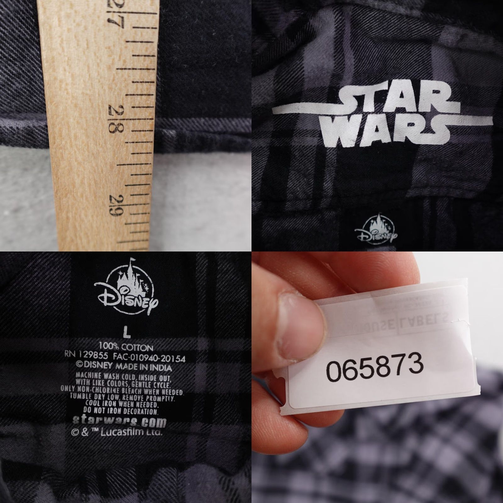 Disney Disney Star Wars Stormtrooper Flannel Button-Up Shirt Men Large Gray Plaid Size US L / EU 52-54 / 3 - 8 Thumbnail