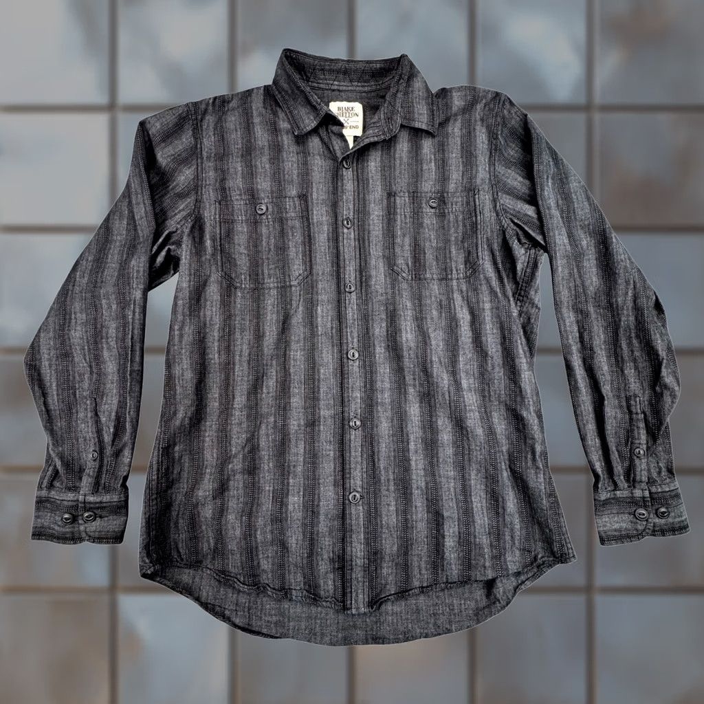 Vintage Blake Shelton x Lands' End Men Gray Black Long Sleeve Button-Up Shirt M Size US M / EU 48-50 / 2 - 1 Thumbnail