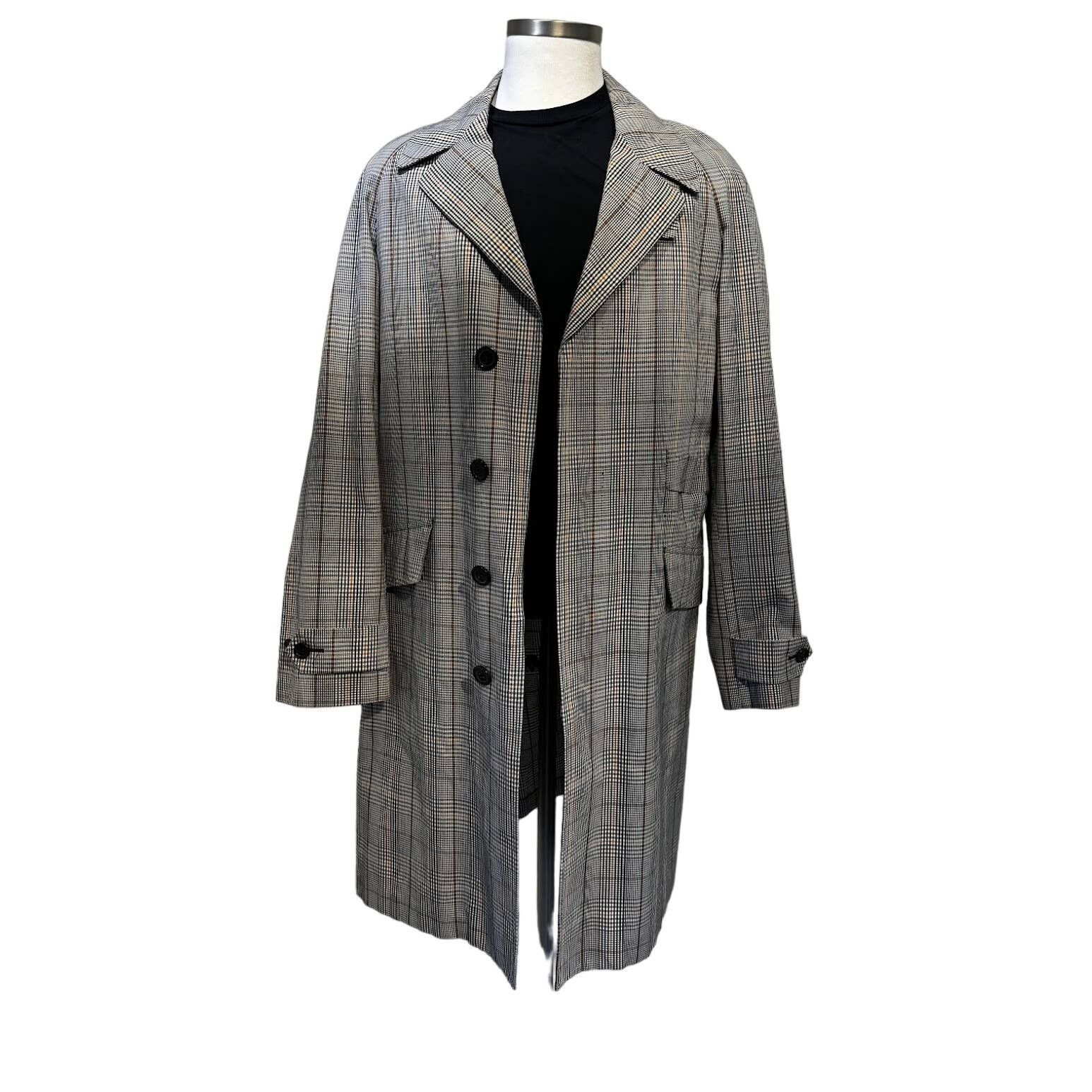image of YVES Saint Laurent Plaid Coat in Grey, Men's (Size Large)