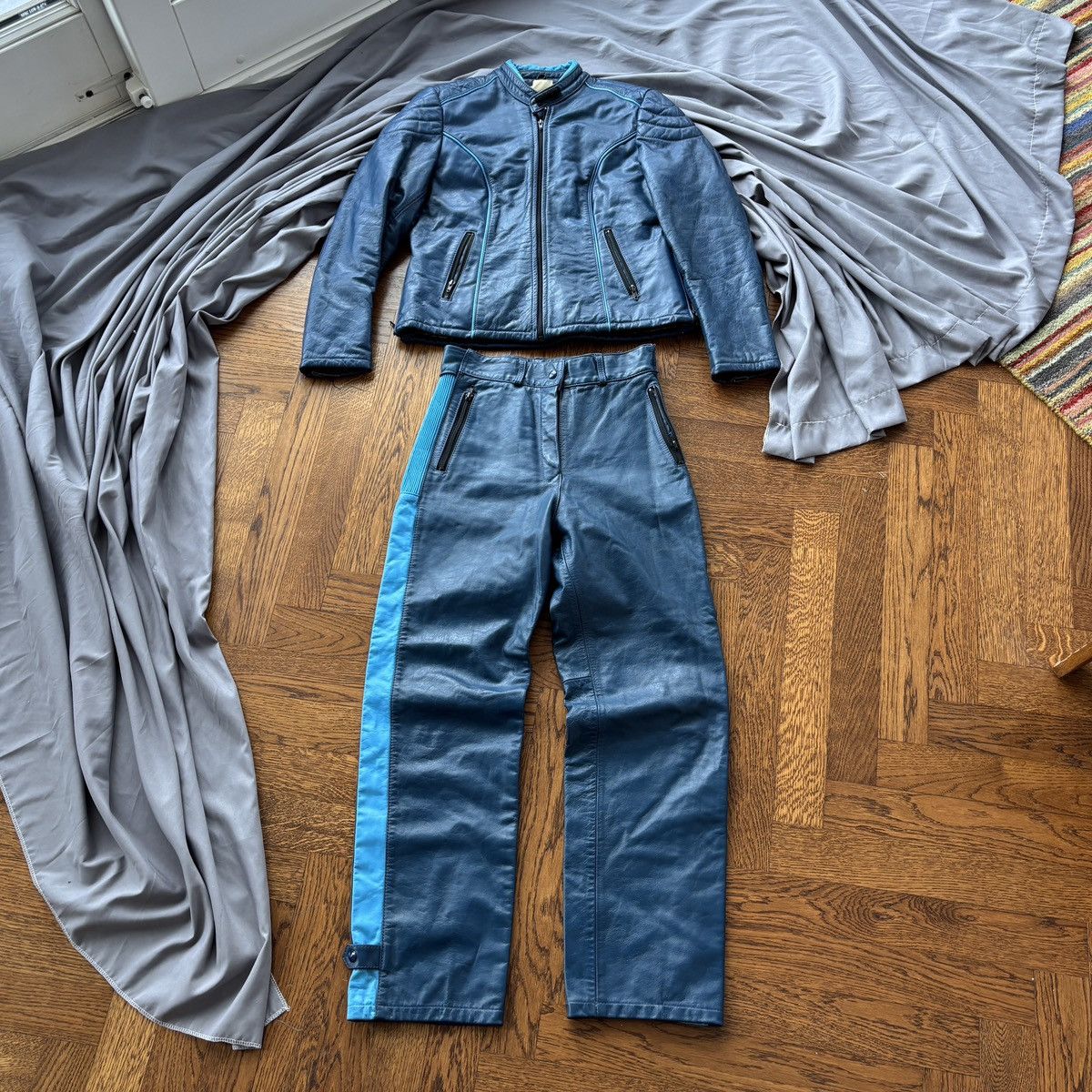 Indian Motorcycle × Vintage 1980s Vintage Leather Motorcycle Suit Set Jacket & Pants 70s Size 38R - 3 Thumbnail
