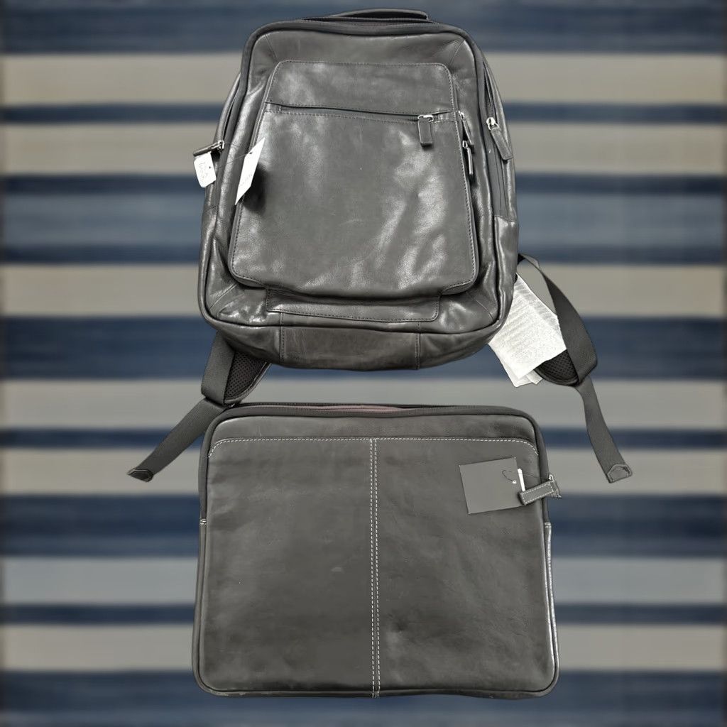 Jos. A. Bank JOS. A. BANK Brown Leather Commuter Laptop Backpack Large Business Unisex Size ONE SIZE - 1 Thumbnail