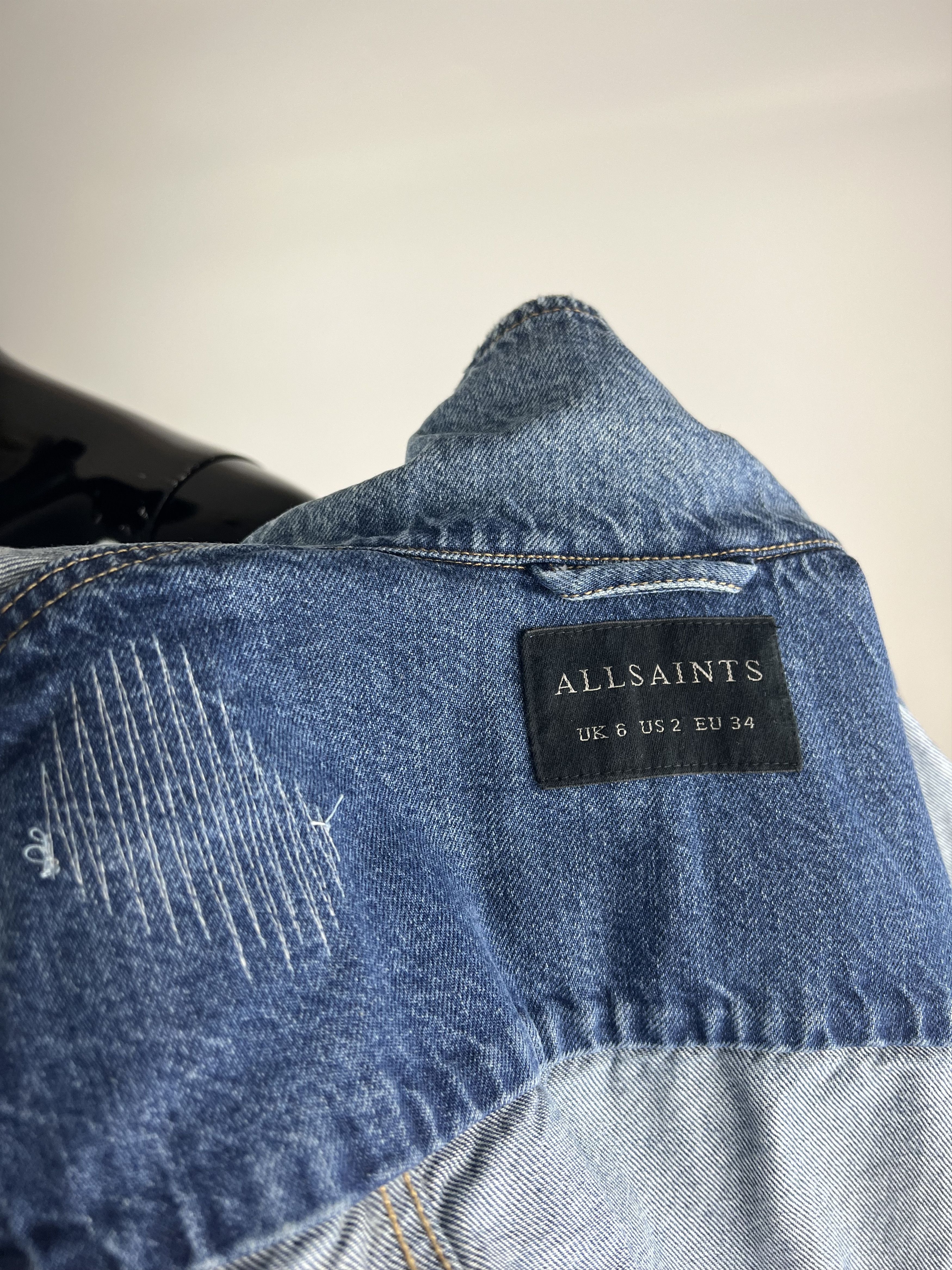 Allsaints AllSaints Women's Cropped Distressed Denim Jacket Size XS Size XS / US 0-2 / IT 36-38 - 14 Thumbnail