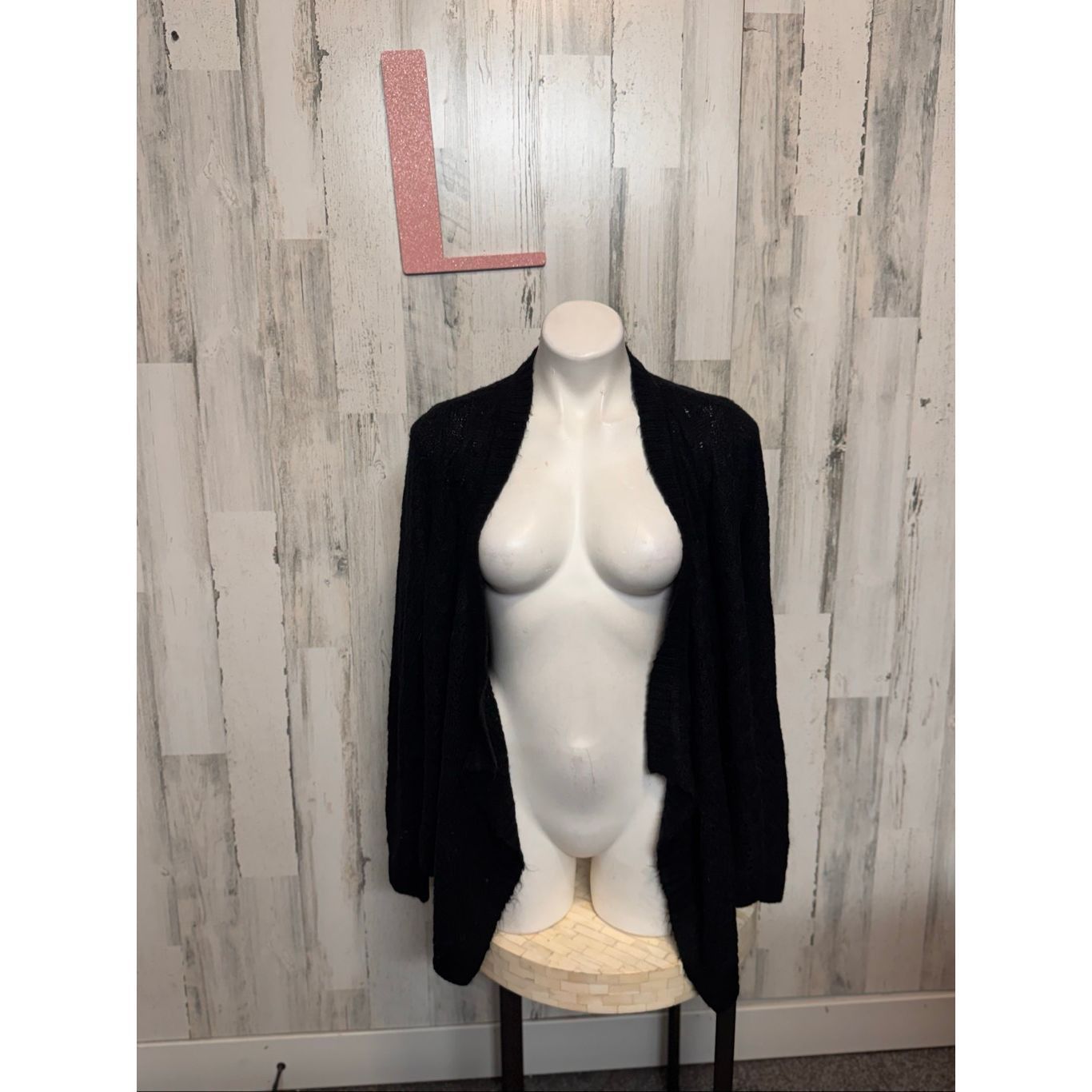 Sonoma Sonoma Lifestyle Black Open Front Knit Cardigan Size L Size L / US 10 / IT 46 - 1 Thumbnail