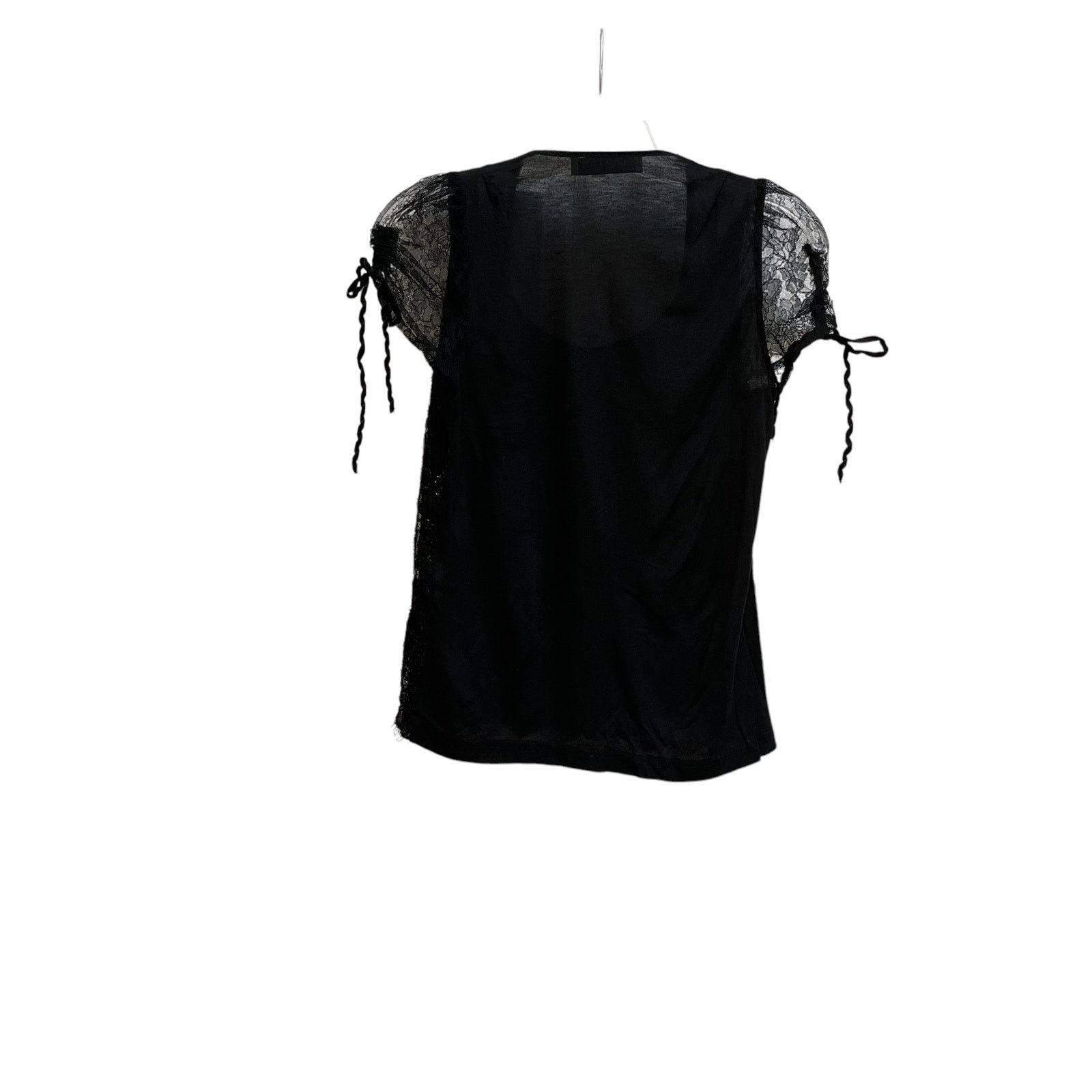 Valentino Valentino Black Beaded Square Neck Sheer Short Sleeve Top Size M / US 6-8 / IT 42-44 - 6 Thumbnail