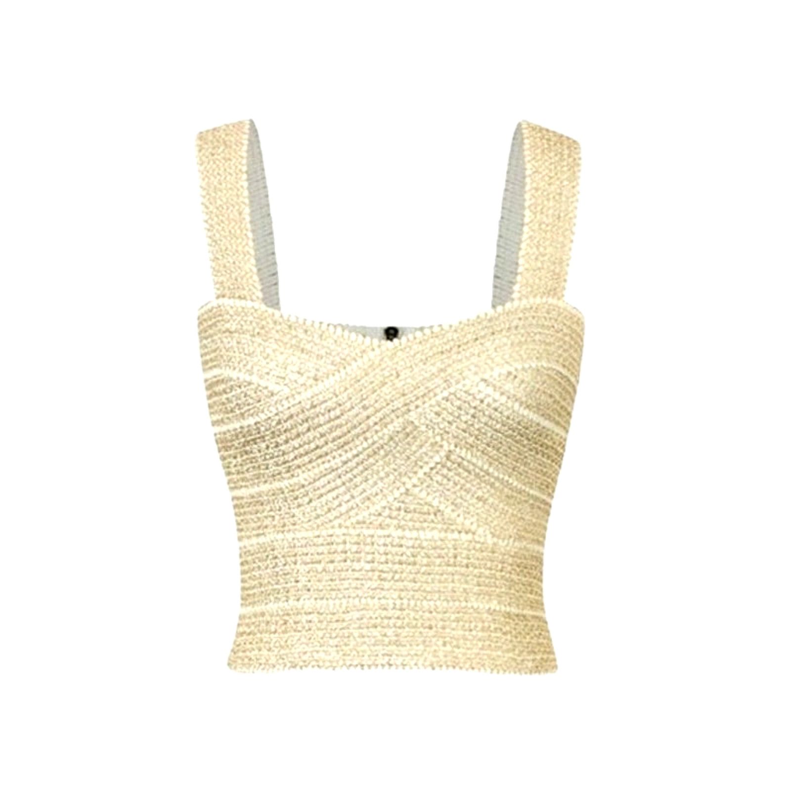 Other Micas Women's Champagne Zip Back Crop Bandage Party Tank Top Size M / US 6-8 / IT 42-44 - 1 Thumbnail