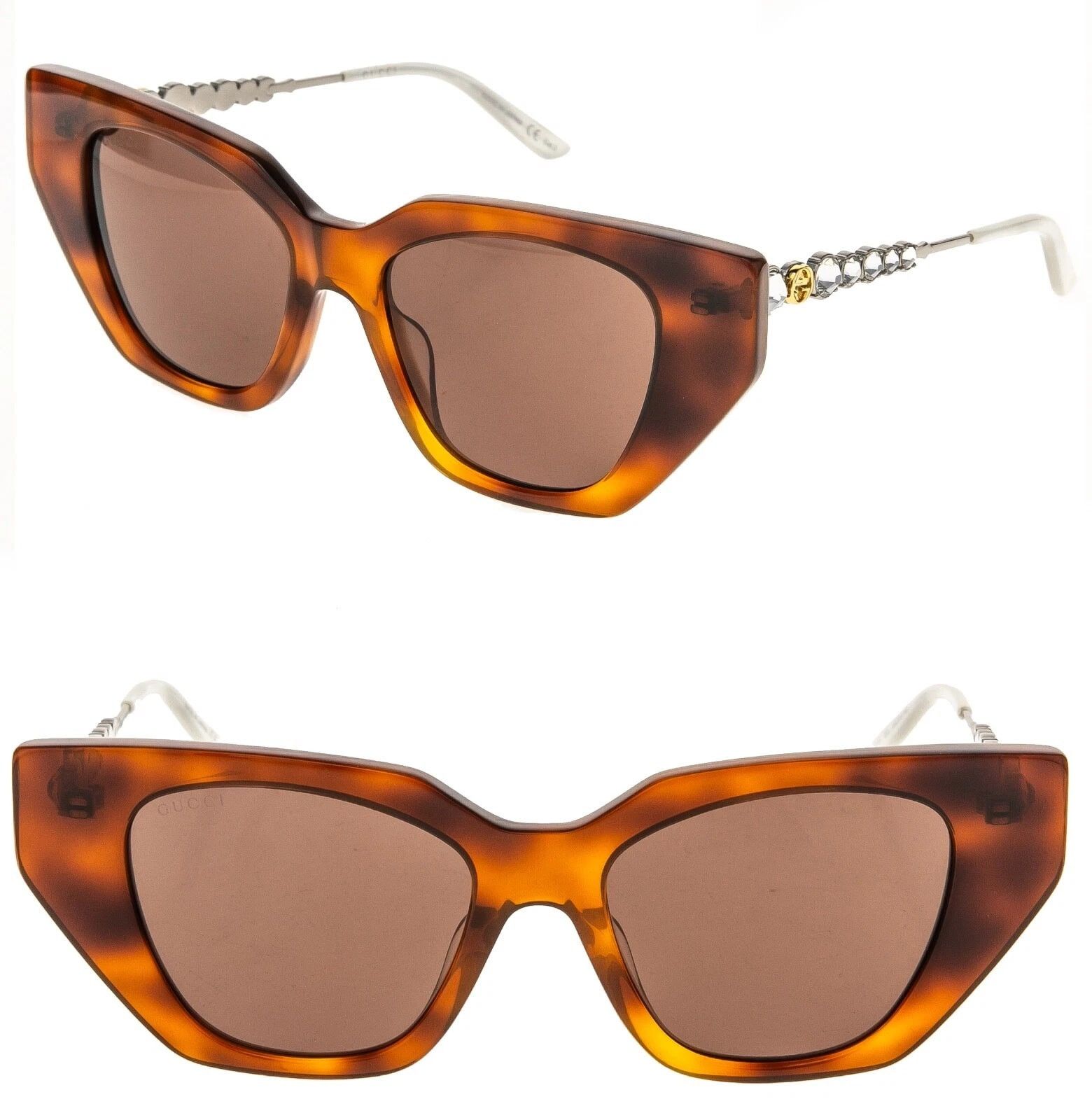 Gucci GUCCI GG0641S STAR 0641 Silver Brown Stud Sunglasses 003 Size ONE SIZE - 1 Thumbnail