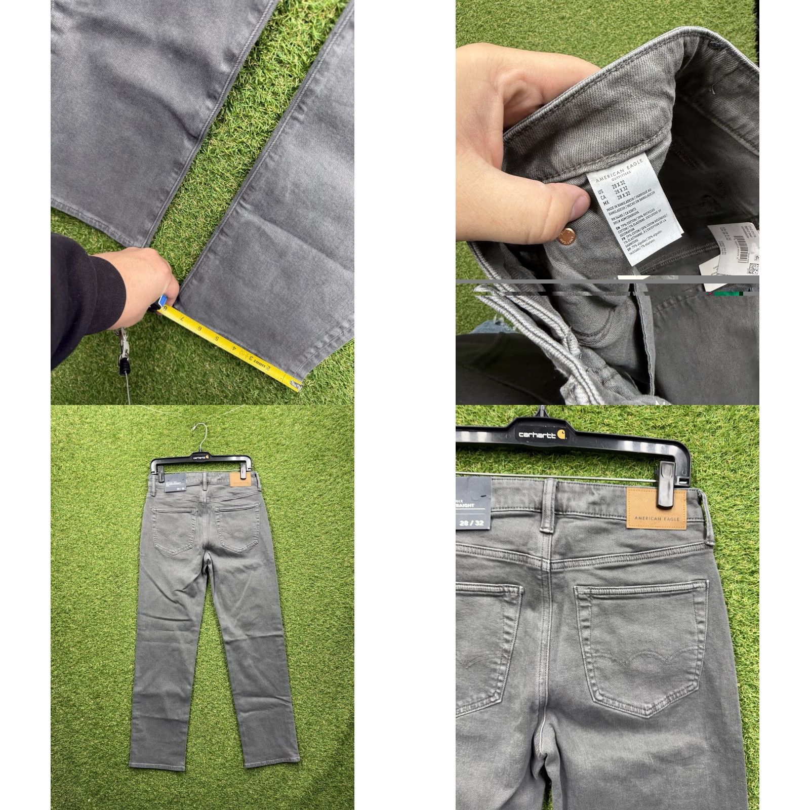 Vintage American Eagle Jeans Mens 28x32 Gray Original Straight Stretch 5-Pocket Flex NWT Size US 28 / EU 44 - 8 Thumbnail