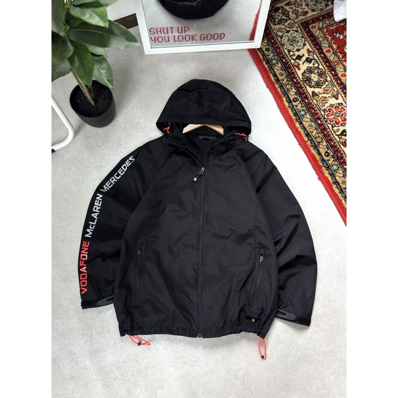 Mercedes-Benz VINTAGE Mercedes-Benz Windbreaker Jacket Nylon F1 Racing Black M Men Zip Pockets 90s Size US M / EU 48-50 / 2 - 2 Thumbnail
