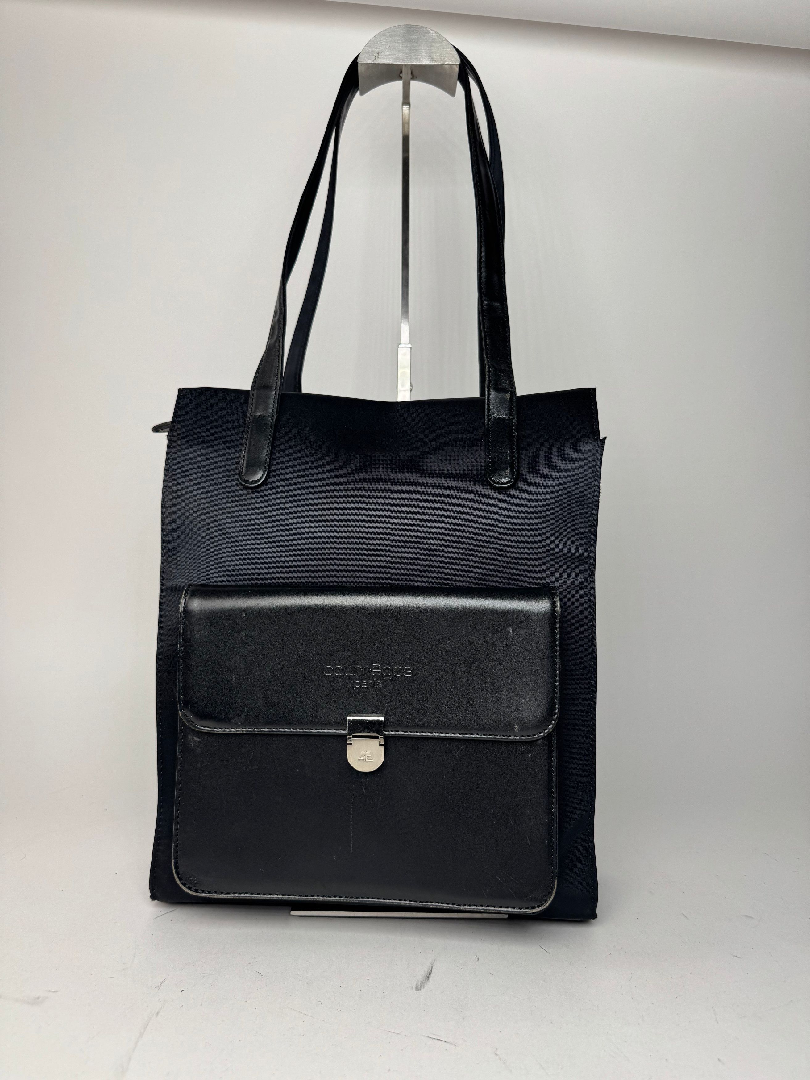 Courreges Vintage Leather Polyester Handbag black Size ONE SIZE - 1 Thumbnail