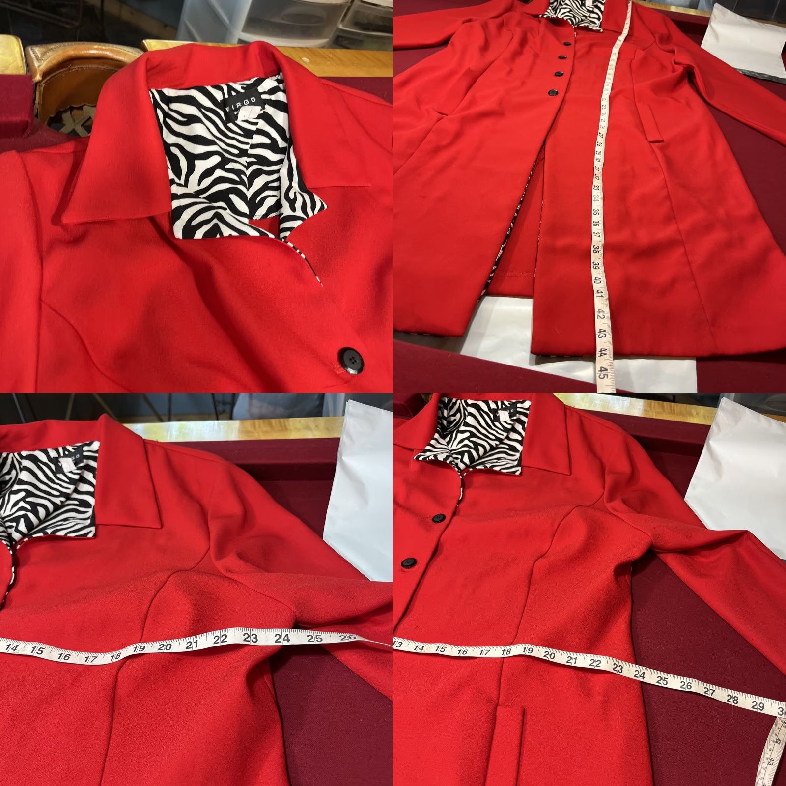 Vintage VIRGO WOMAN 2XL Long Red Button Jacket Duster Zebra Print Lining Trench Coat Unisex Adults Size XXL / US 16-18 / IT 52-54 - 8 Thumbnail