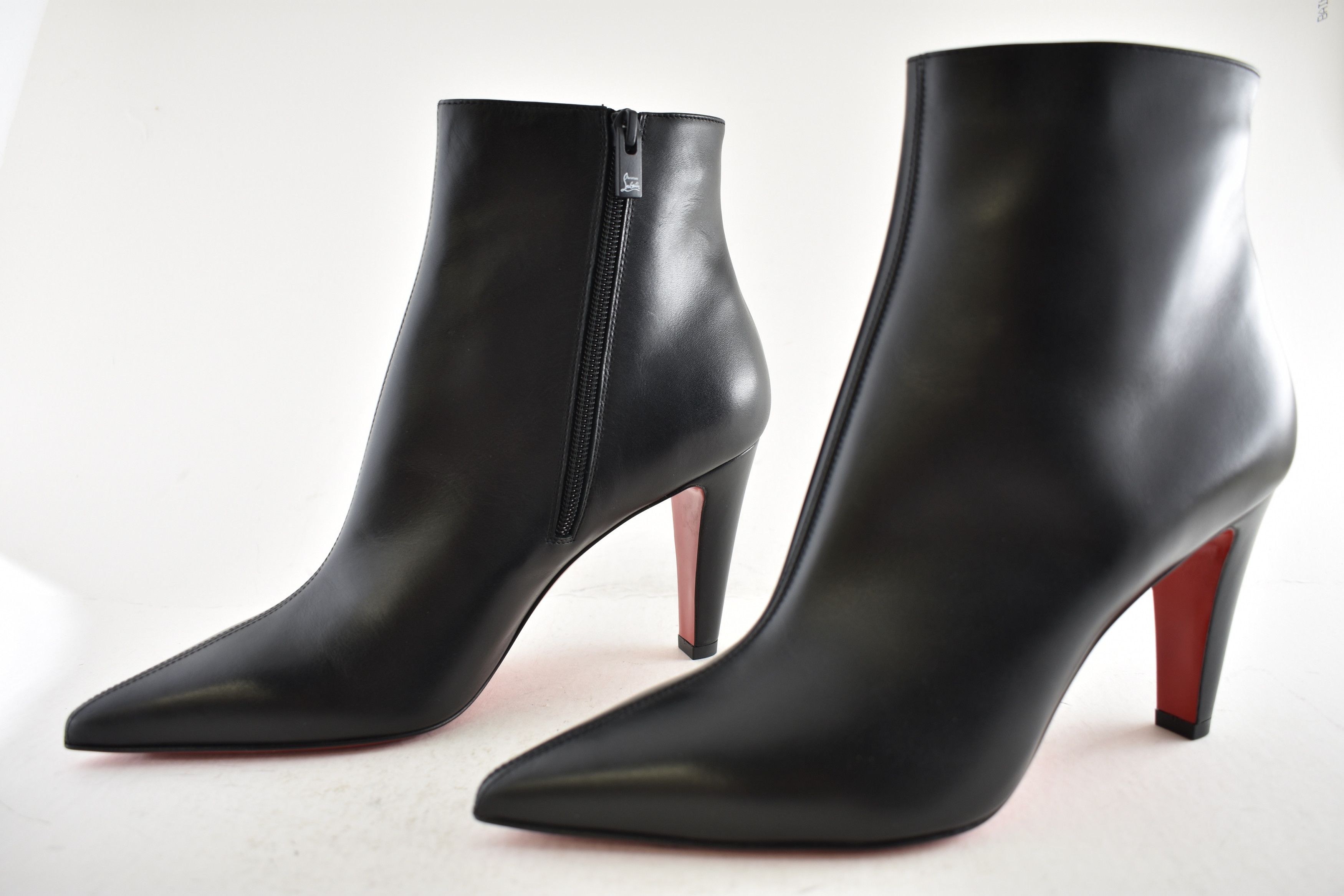 Christian Louboutin Vibella Booty 85 Black Calf Leather Pointed Heel Bootie 39 Size US 9 / IT 39 - 10 Thumbnail