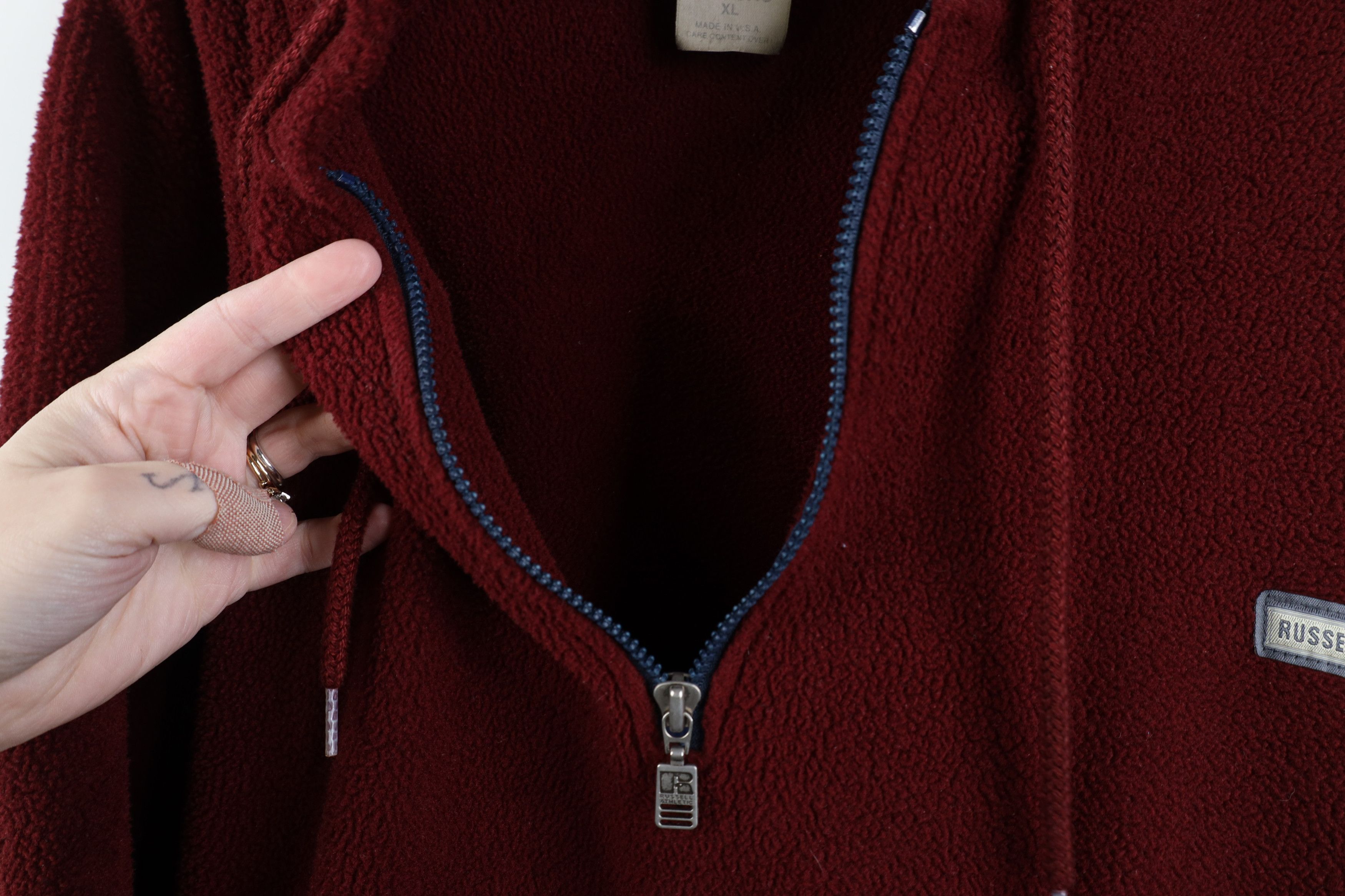 Russell Athletic Vintage 90s Russell Athletic Half Zip Fleece Hoodie Red USA Size US XL / EU 56 / 4 - 6 Thumbnail