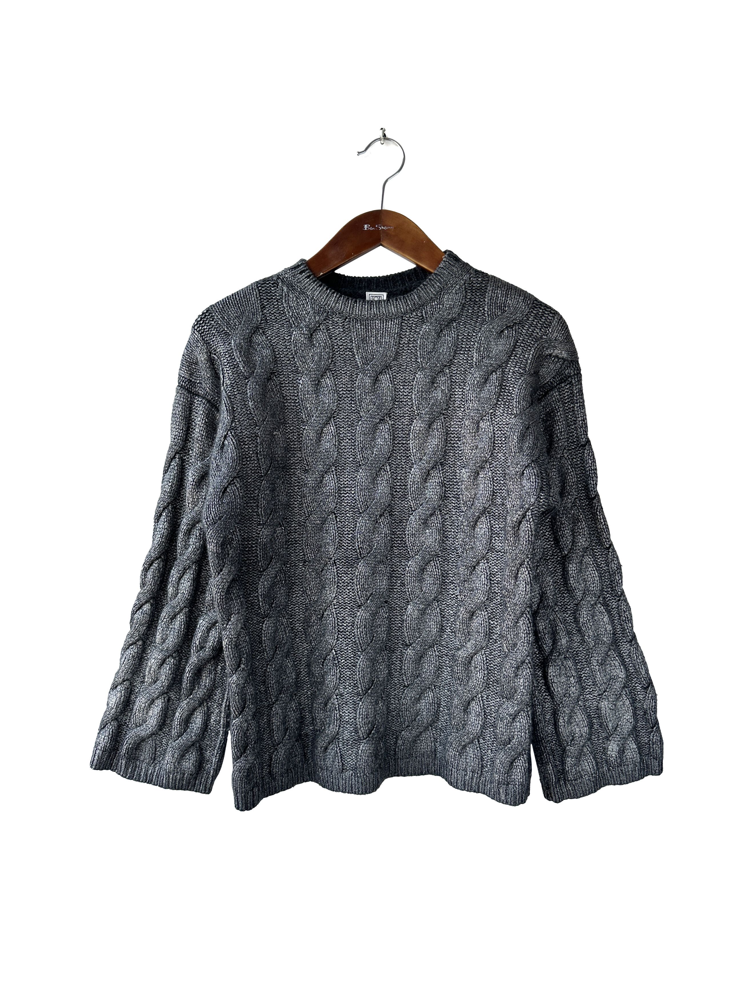 Toteme TOTEME silver oversized wool cable knit sweater Size XS / US 0-2 / IT 36-38 - 4 Thumbnail