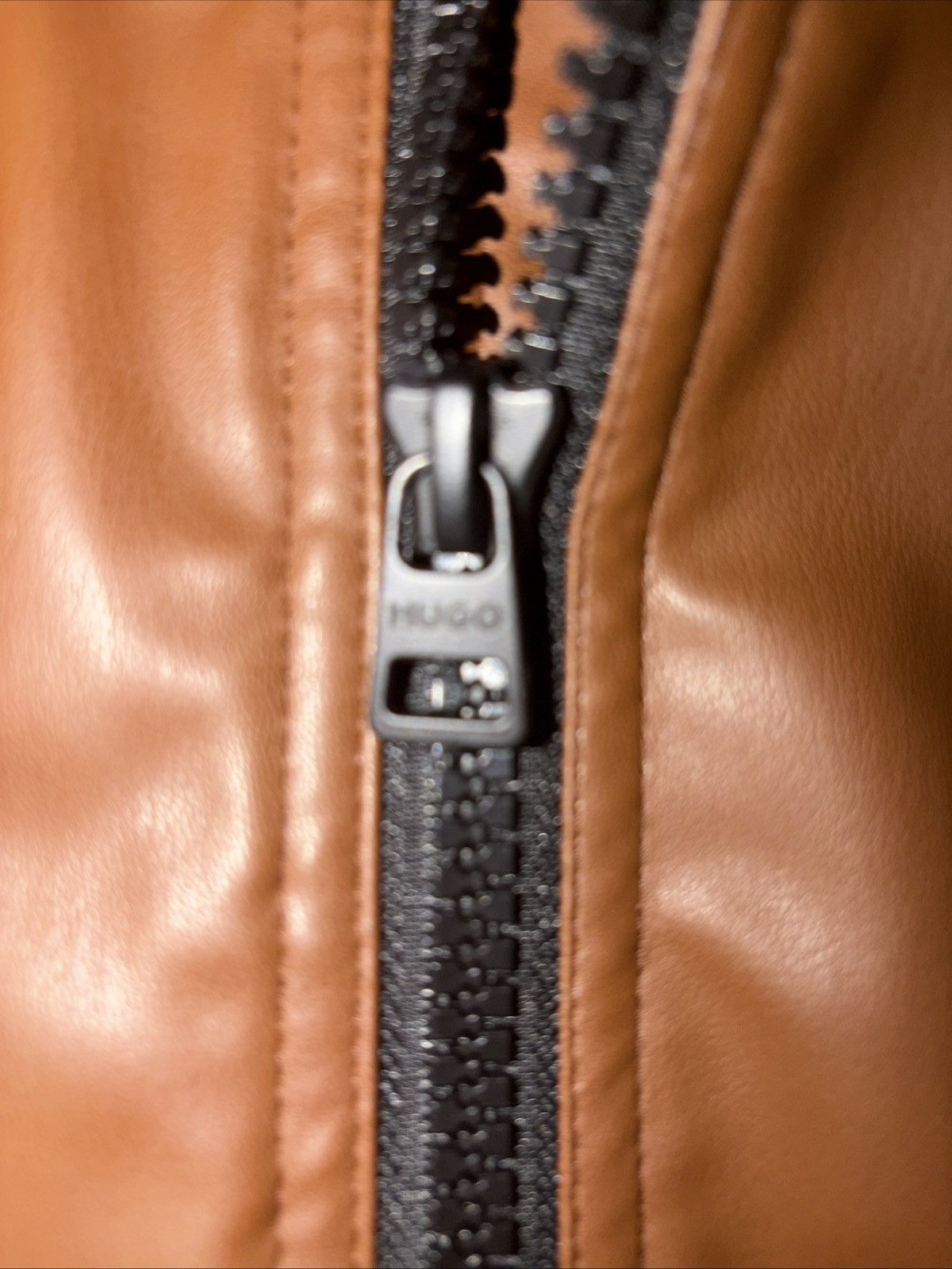 Hugo Boss HUGO BOSS slim fit Brown bomber jacket Vegan leather Size US XXL / EU 58 / 5 - 8 Thumbnail