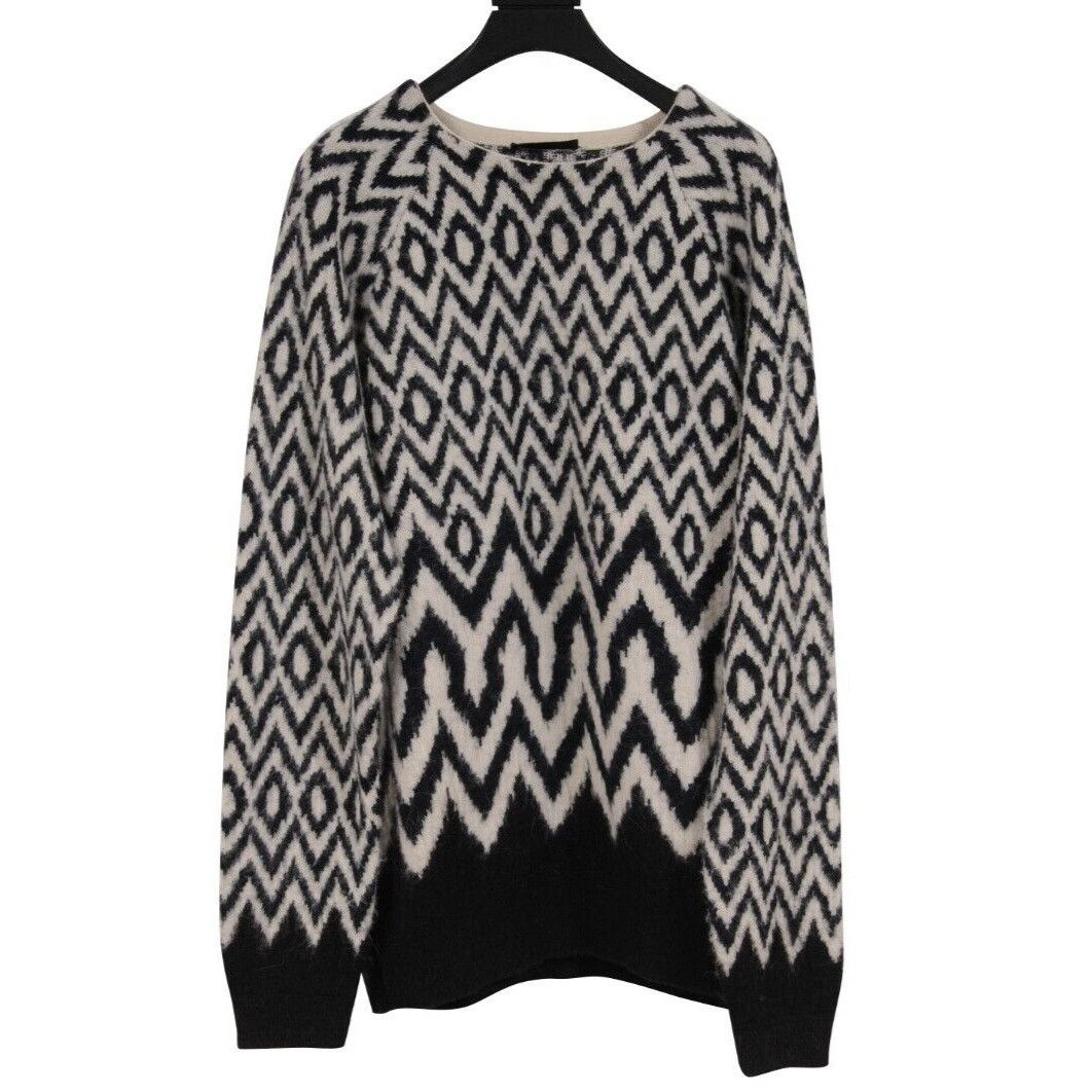 Prada Chevron Print Sweater Black White Alpaca Pullover Size US XL / EU 56 / 4 - 1 Thumbnail