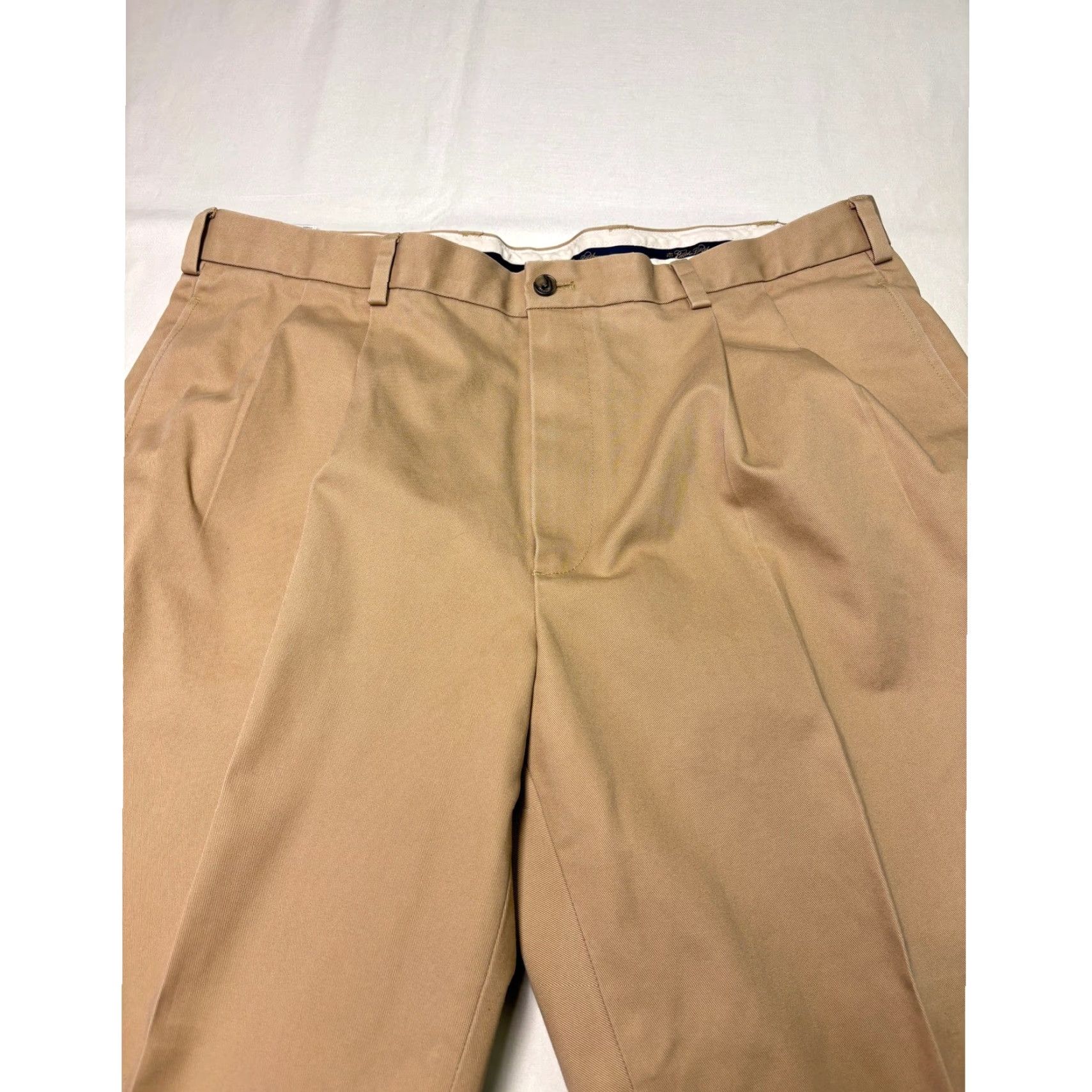 Brooks Brothers Brooks Brothers Advantage Chino Elliot Pants Men 38x30 Khaki Tan Pleated Cuffed Wide-Leg Button Zip Front Casual Workwear Business Modern Mens Size US 38 / EU 54 - 2 Thumbnail