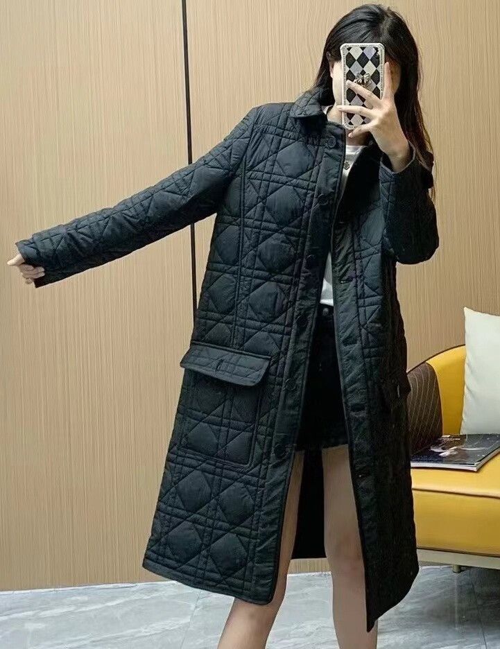 Dior Dior Black Cannage Mid-Length Padded Coat Size S / US 4 / IT 40 - 1 Thumbnail