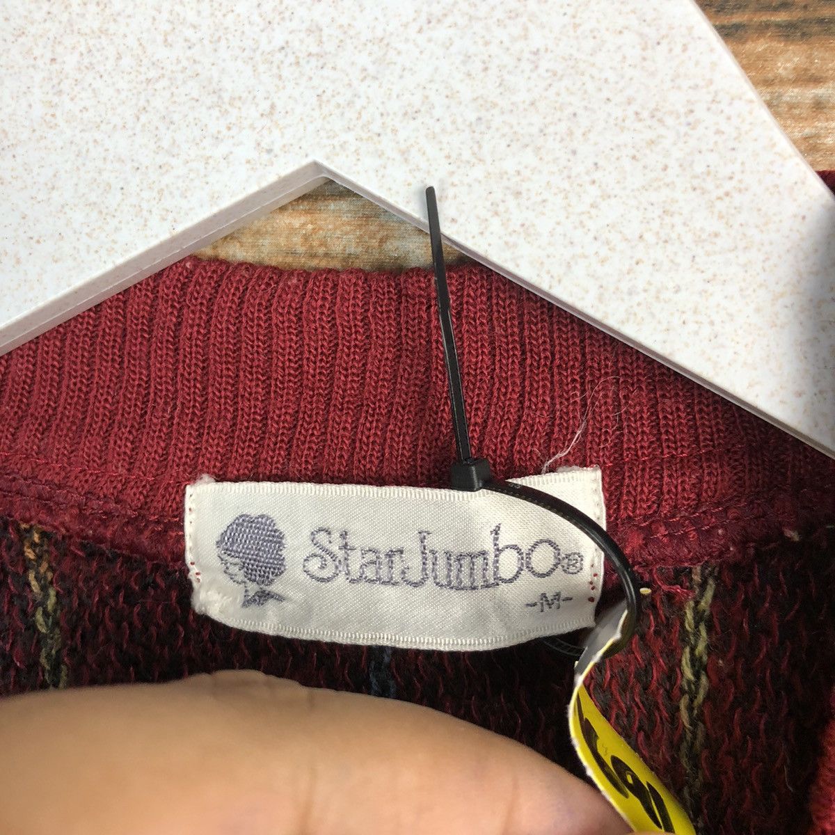 Homespun Knitwear Star Jumbo Red Cardigan Vest Knitwear #A1691 Size M / US 6-8 / IT 42-44 - 7 Thumbnail