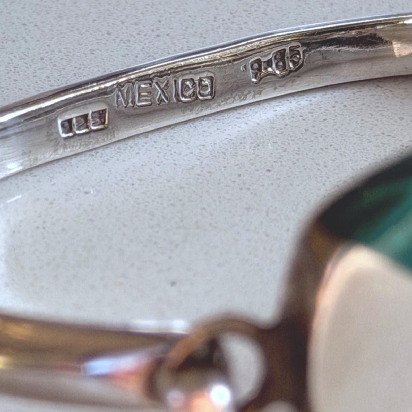 Other VTG TAXCO 925 Sterling Silver Malachite Hinged Bracelet Rare Size ONE SIZE - 6 Thumbnail