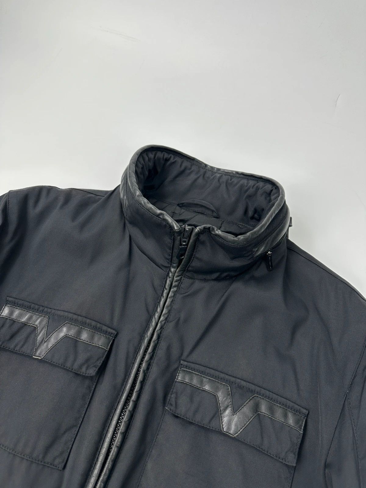 Versace Versace Black Cotton & Leather Padded Bomber Jacket Hoded Size US M / EU 48-50 / 2 - 2 Thumbnail