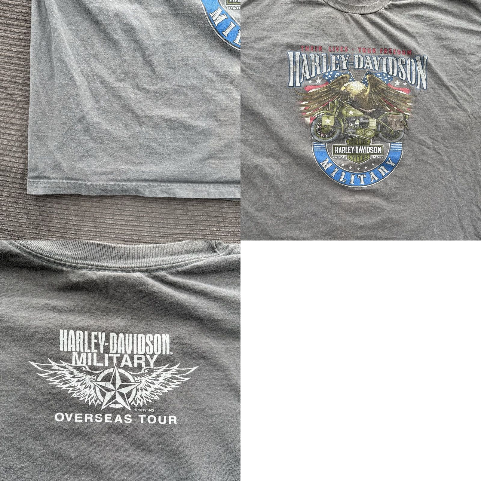 Harley Davidson Harley-Davidson T Shirt Men 3XL Gray Cotton Military Overseas Tour Crewneck Size US XXL / EU 58 / 5 - 8 Thumbnail