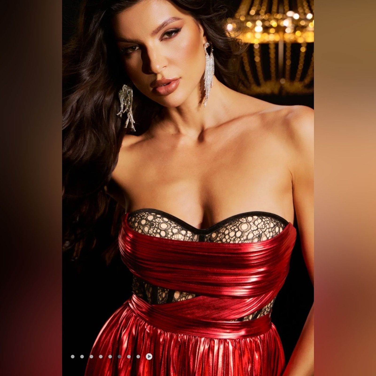 Other New Y2K Elegant Red Silk Strapless Evening Gown size S Size S / US 4 / IT 40 - 6 Thumbnail