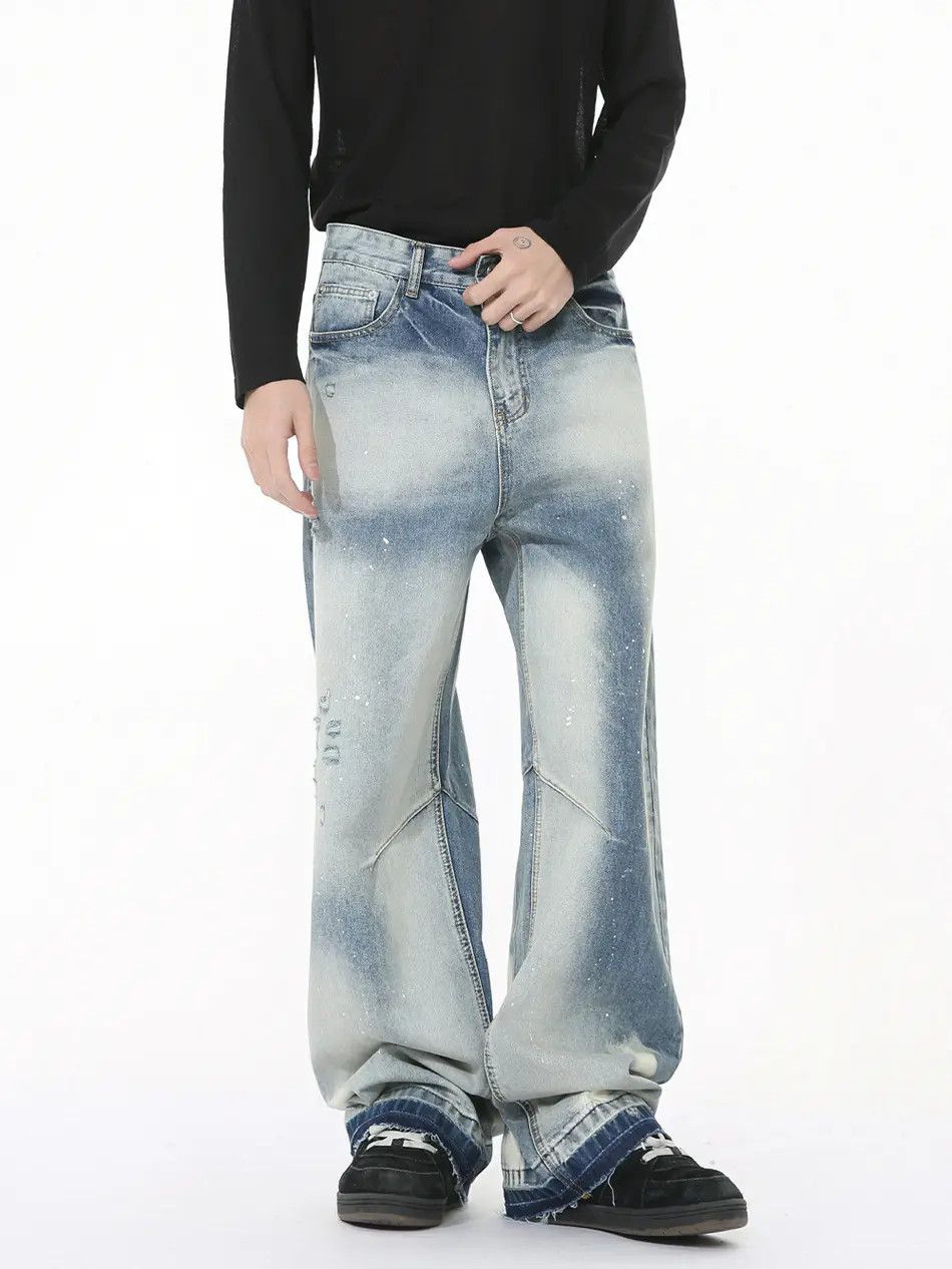 Japanese Brand Retro loose straight leg fringed jeans Size US 32 / EU 48 - 1 Thumbnail